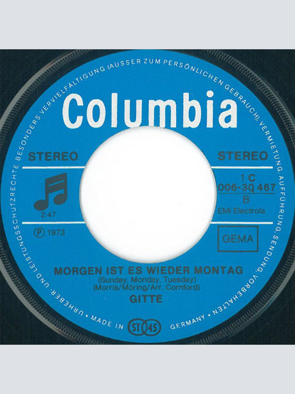 Vinyl / Gitte* - Dann Kommt Die Erinnerung