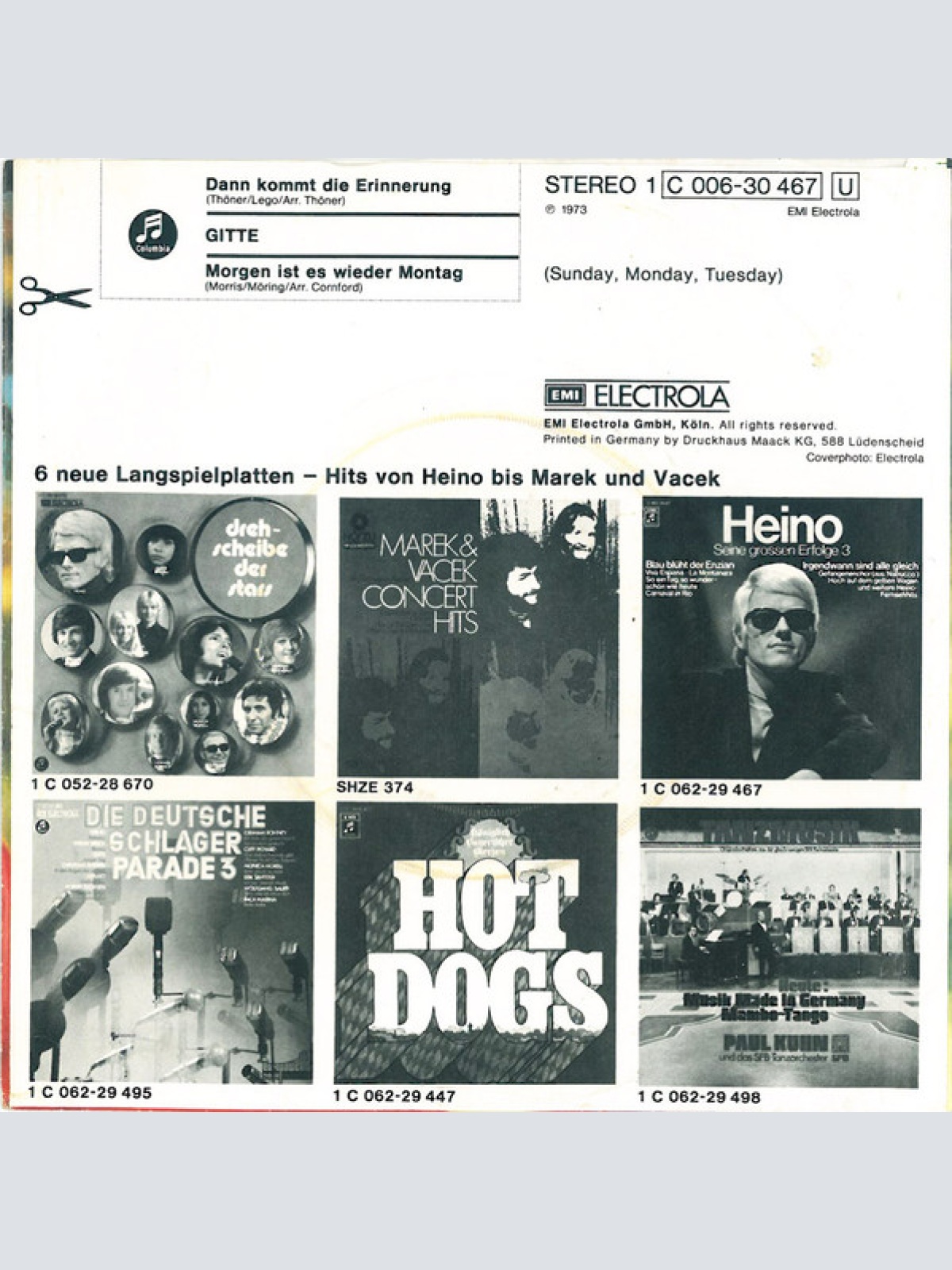 Vinyl / Gitte* - Dann Kommt Die Erinnerung