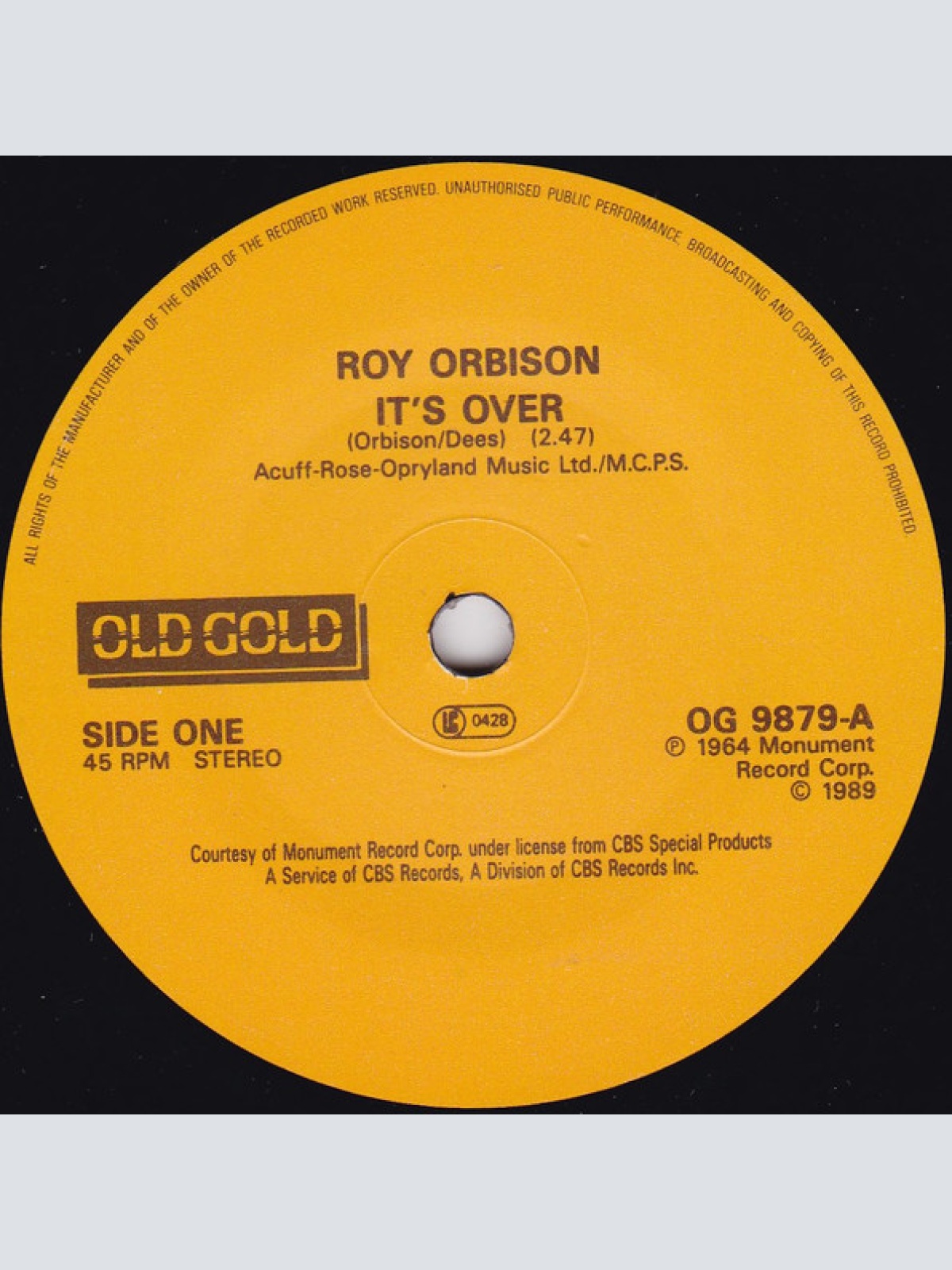 Vinyl / Roy Orbison - It's Over