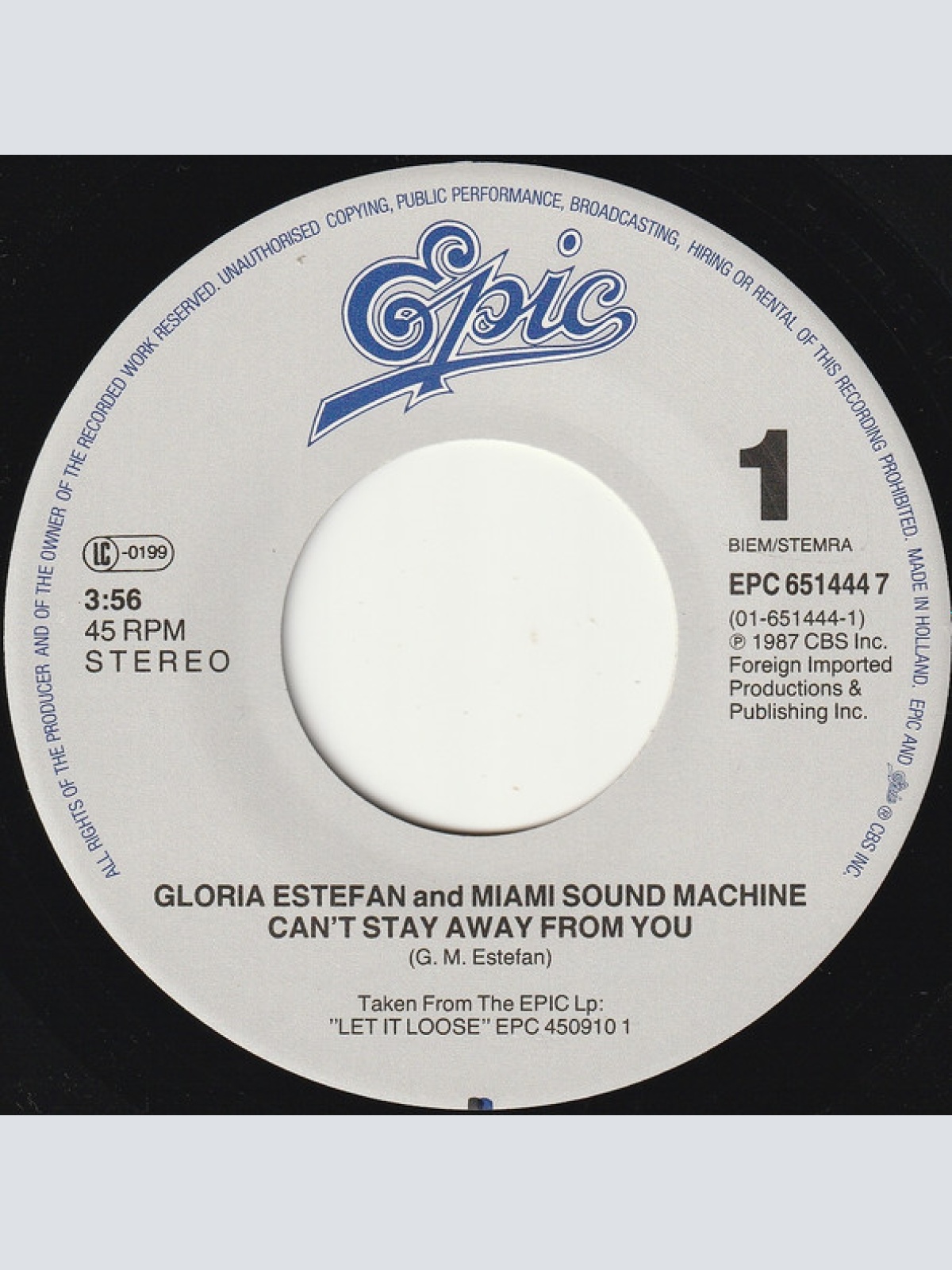 Vinyl / Gloria Estefan And Miami Sound Machine* - Can't Stay Away From You