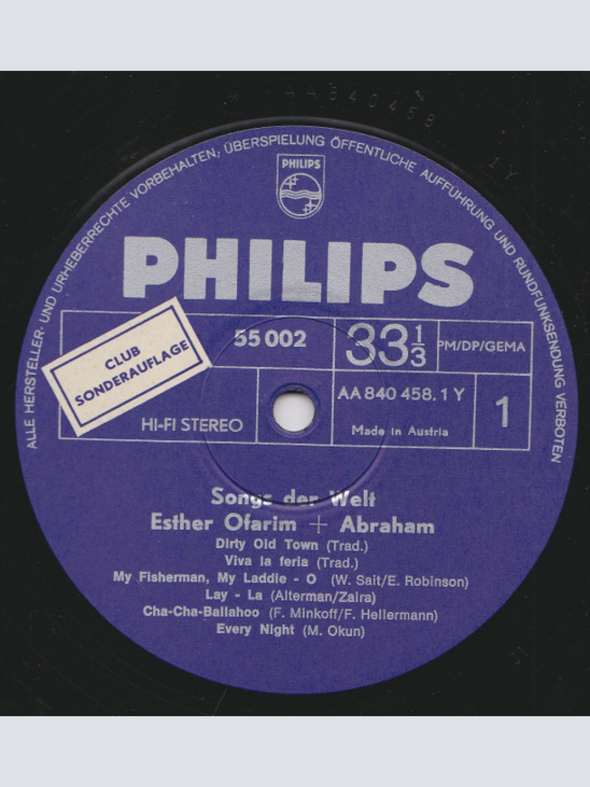 Vinyl / Esther Ofarim + Abraham* - Songs Der Welt