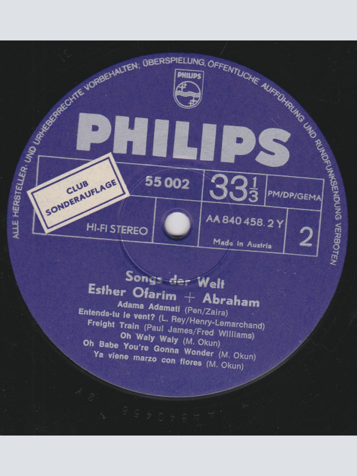 Vinyl / Esther Ofarim + Abraham* - Songs Der Welt