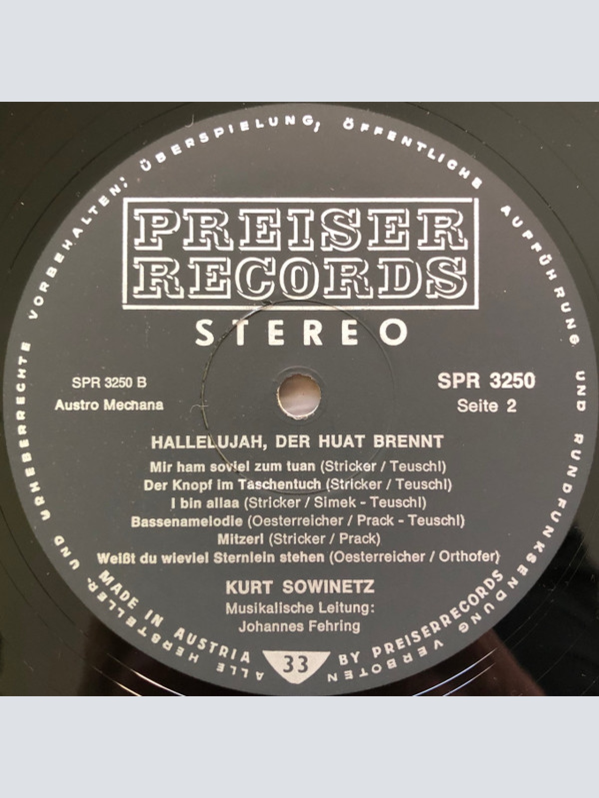 Vinyl / Sowinetz* - Hallelujah, Der Huat Brennt