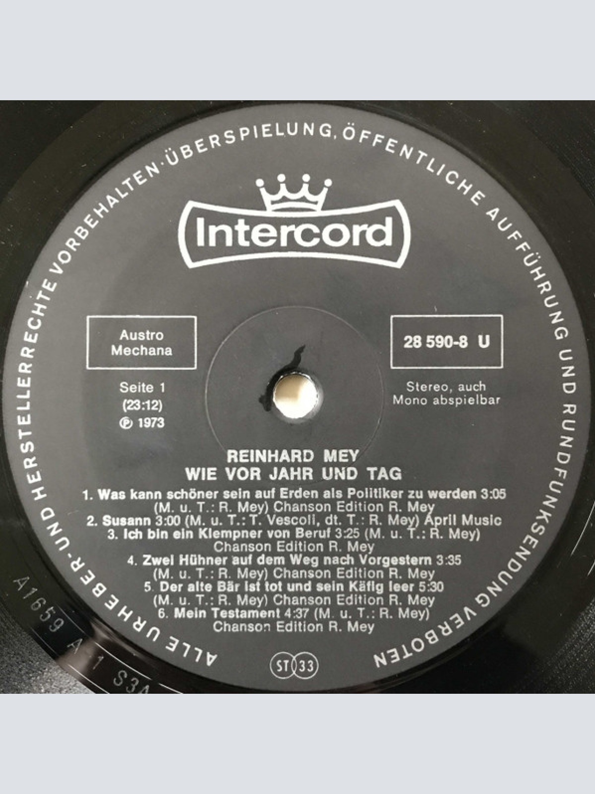Vinyl / Reinhard Mey - Wie Vor Jahr Und Tag