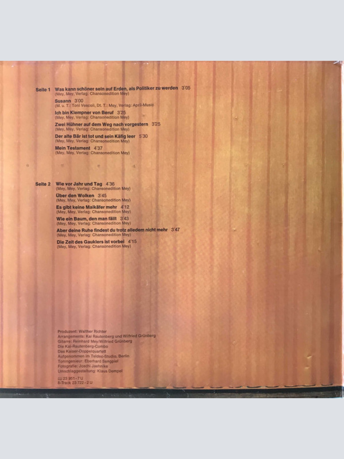 Vinyl / Reinhard Mey - Wie Vor Jahr Und Tag