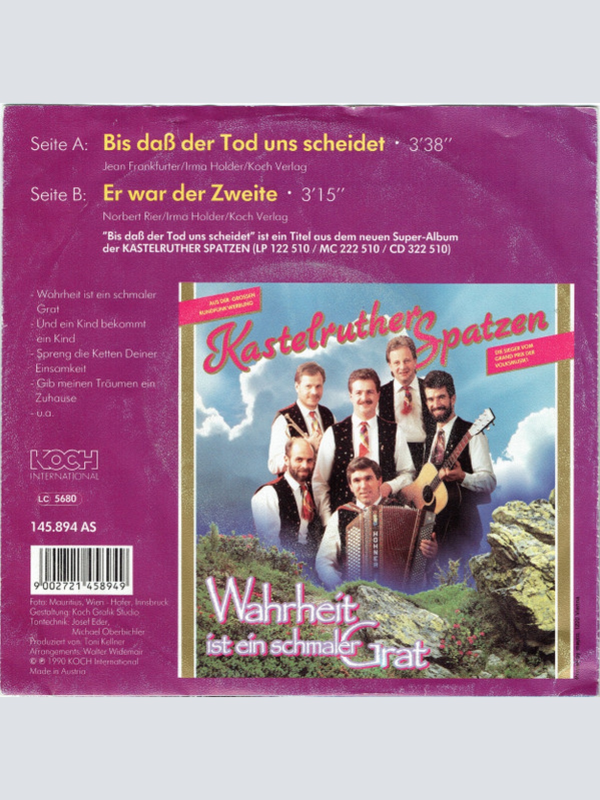 Vinyl / Kastelruther Spatzen - Bis Daß Der Tod Uns Scheidet / Er War Der Zweite