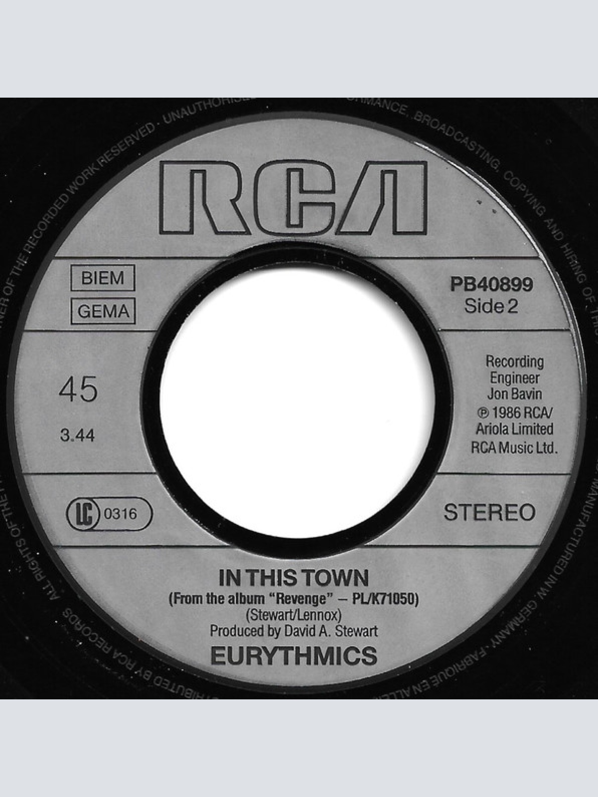Vinyl / Eurythmics - Thorn In My Side