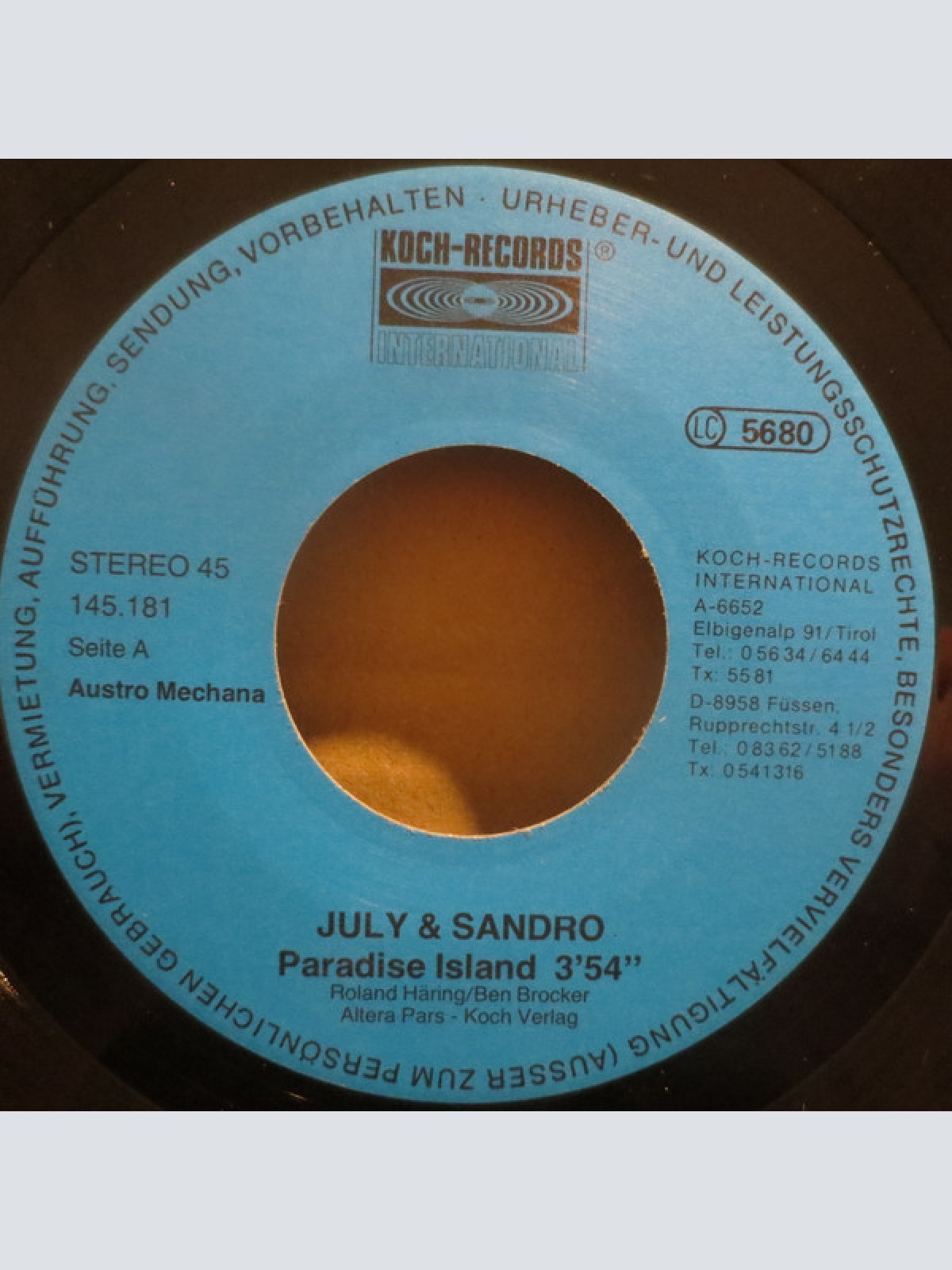 Vinyl / July & Sandro - Paradise Island