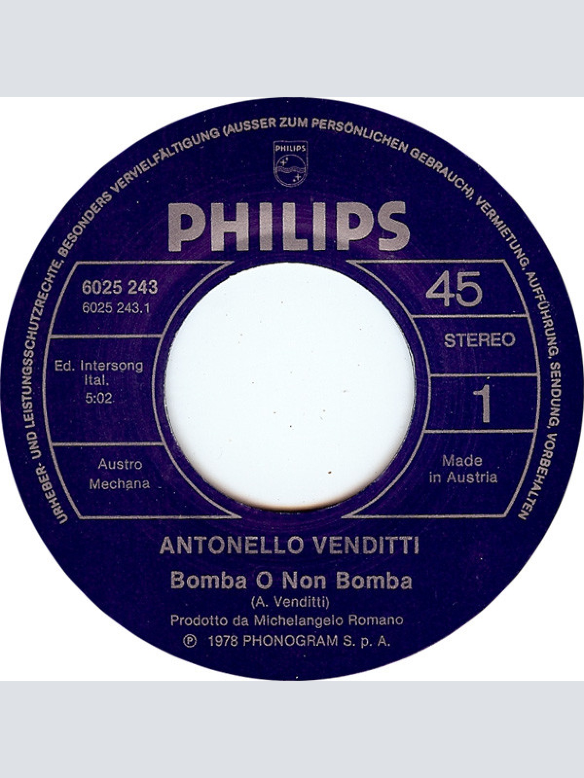 Vinyl / Antonello Venditti - Bomba O Non Bomba