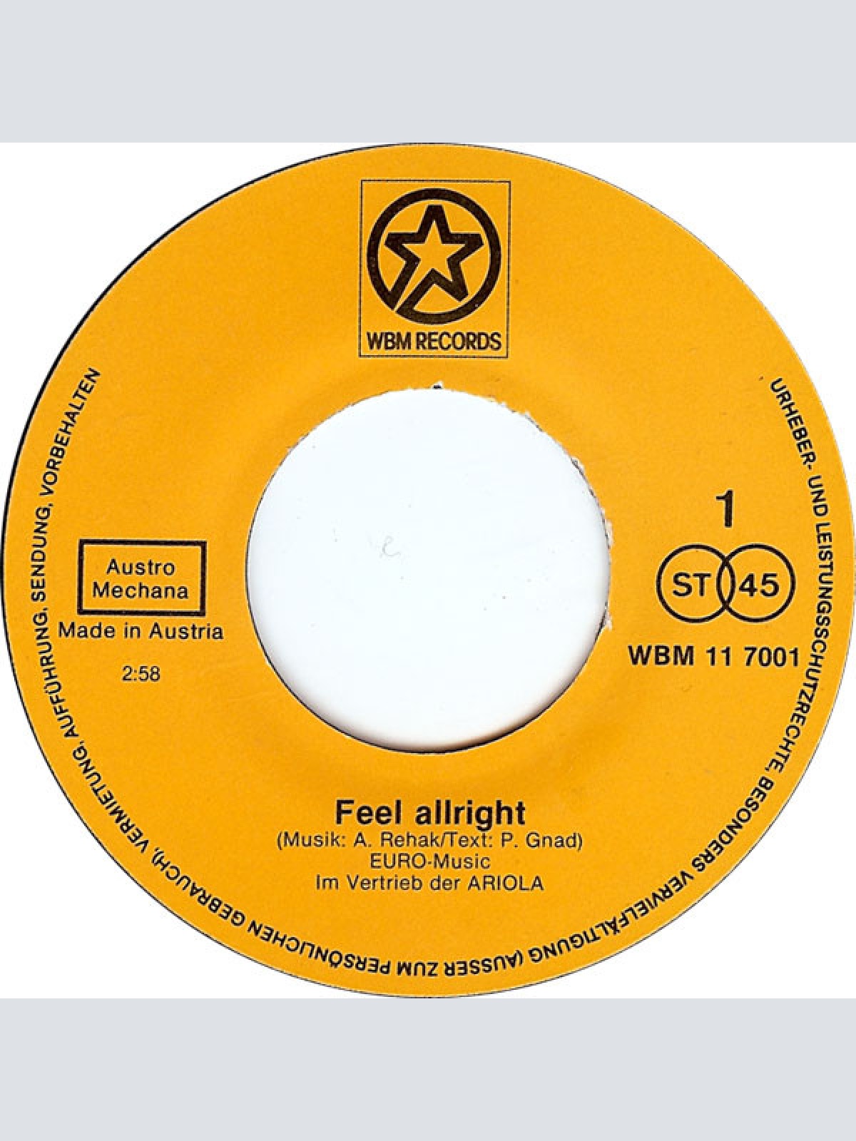 Vinyl / Turning Point (4), Alex Rehak - Feel Allright / Easy Song