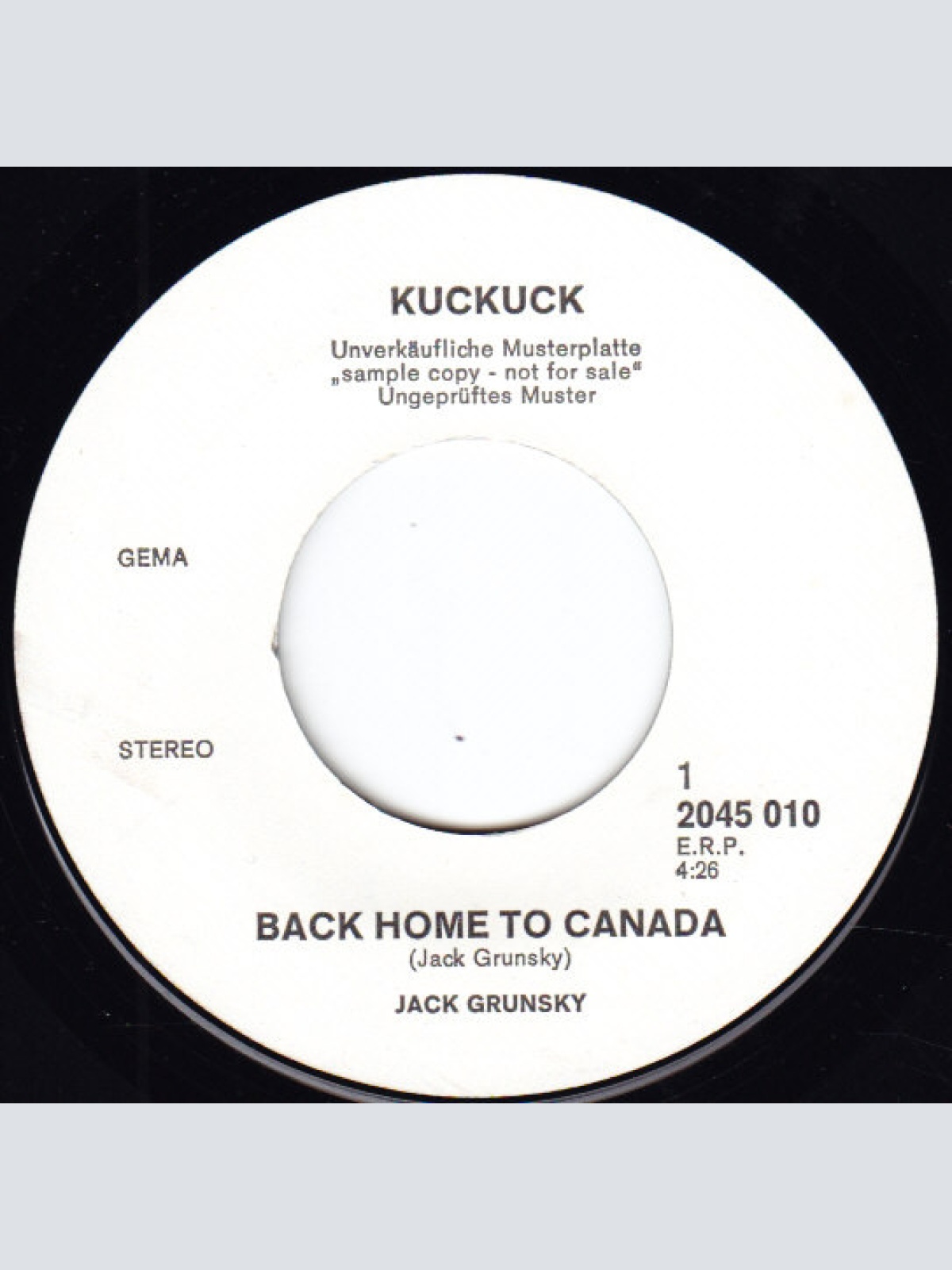 Vinyl / Jack Grunsky - Back Home To Canada / Campfire