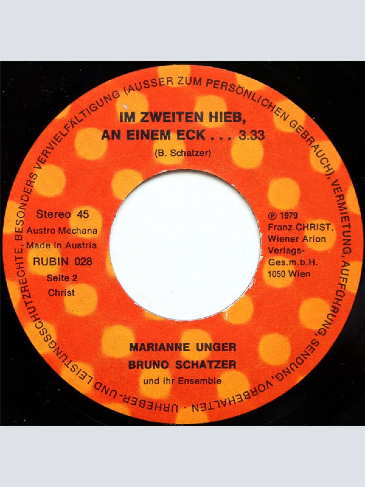 Vinyl / Marianne Unger & Bruno Schatzer , Die Gruppe Sunset Dream Begleitet Von Peter's Band - Im 2. Hieb An Einem Eck... / Die Tote Taub'n