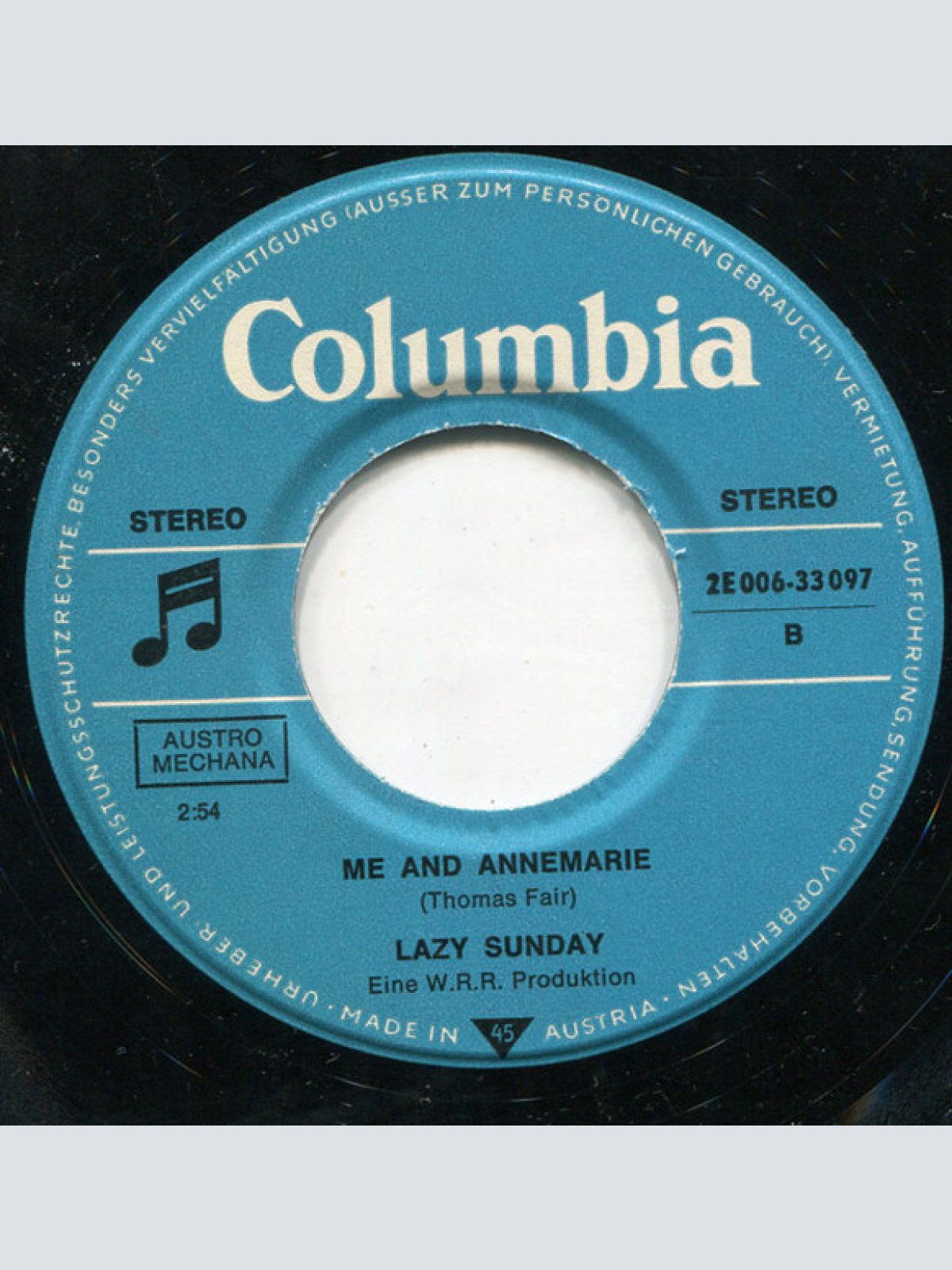 Vinyl / Lazy Sunday - As Long / Me And Annemarie