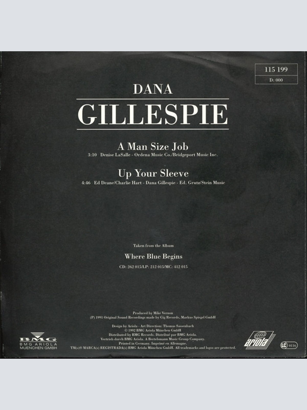 Vinyl / Dana Gillespie - A Man Size Job