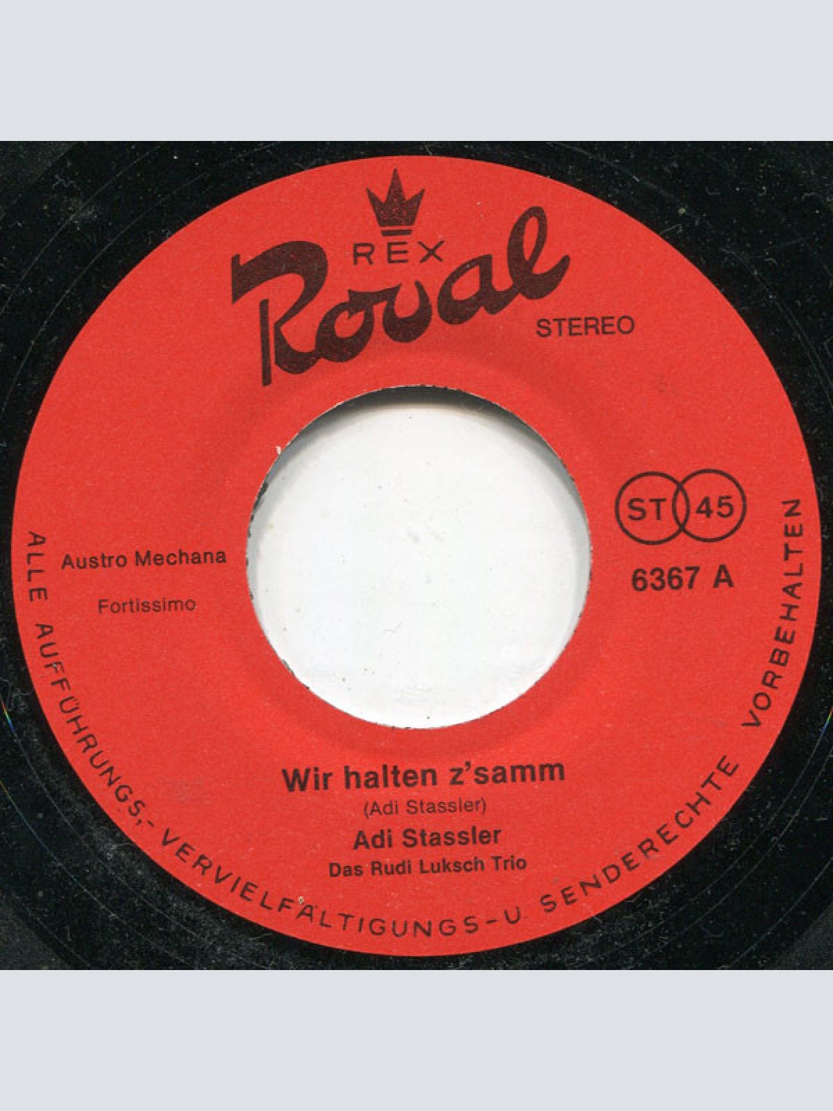 Vinyl / Adi Stassler Und Das Rudi Luksch-Trio - Wir Halt'n Z'samm / Masta...