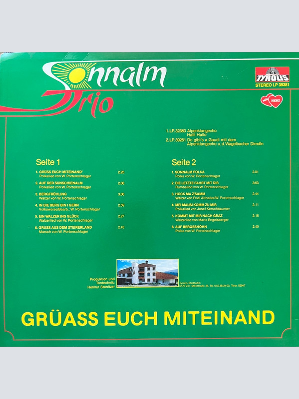 Vinyl / Sonnalm Trio - Grüass Euch Miteinand