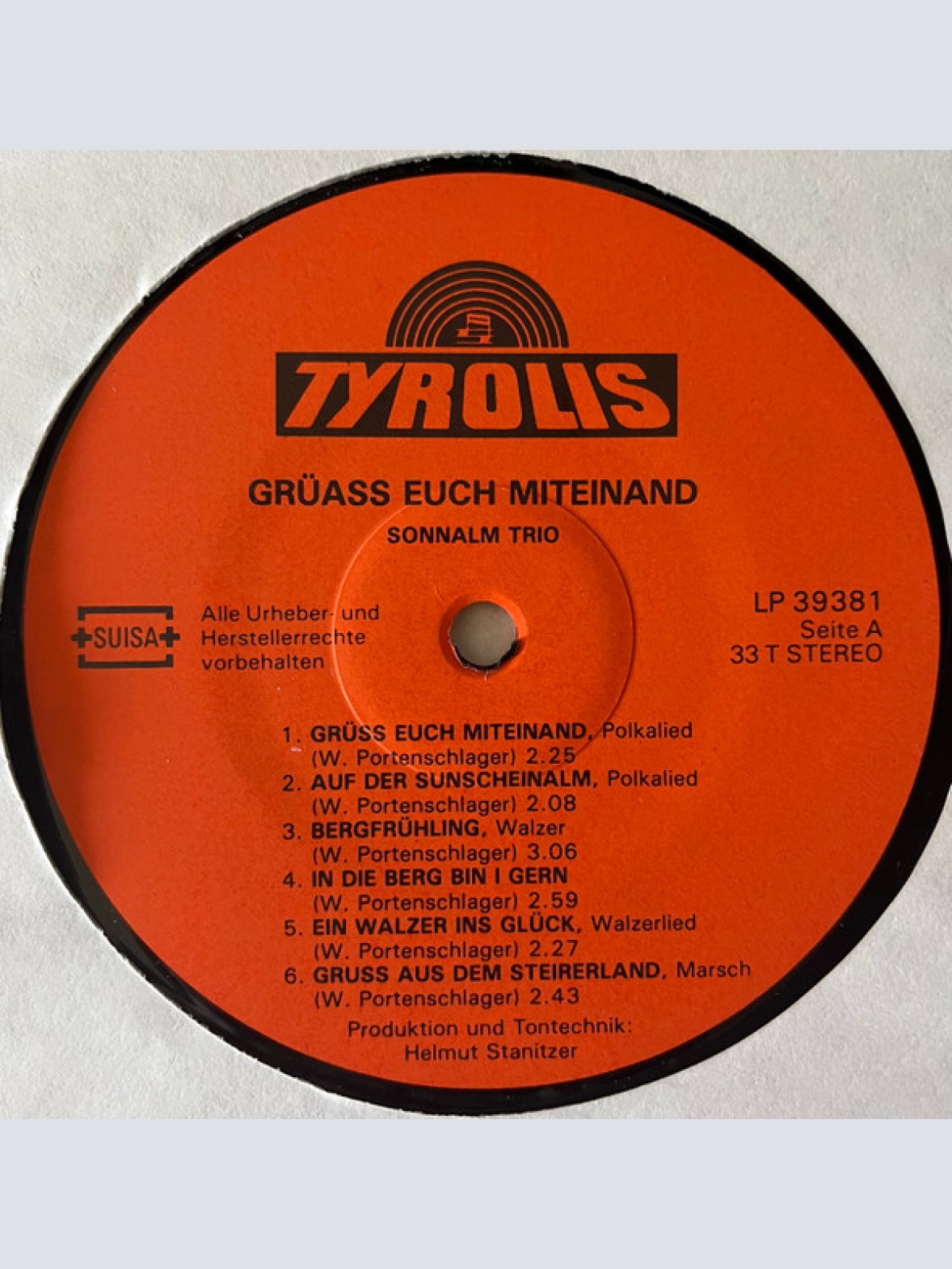 Vinyl / Sonnalm Trio - Grüass Euch Miteinand