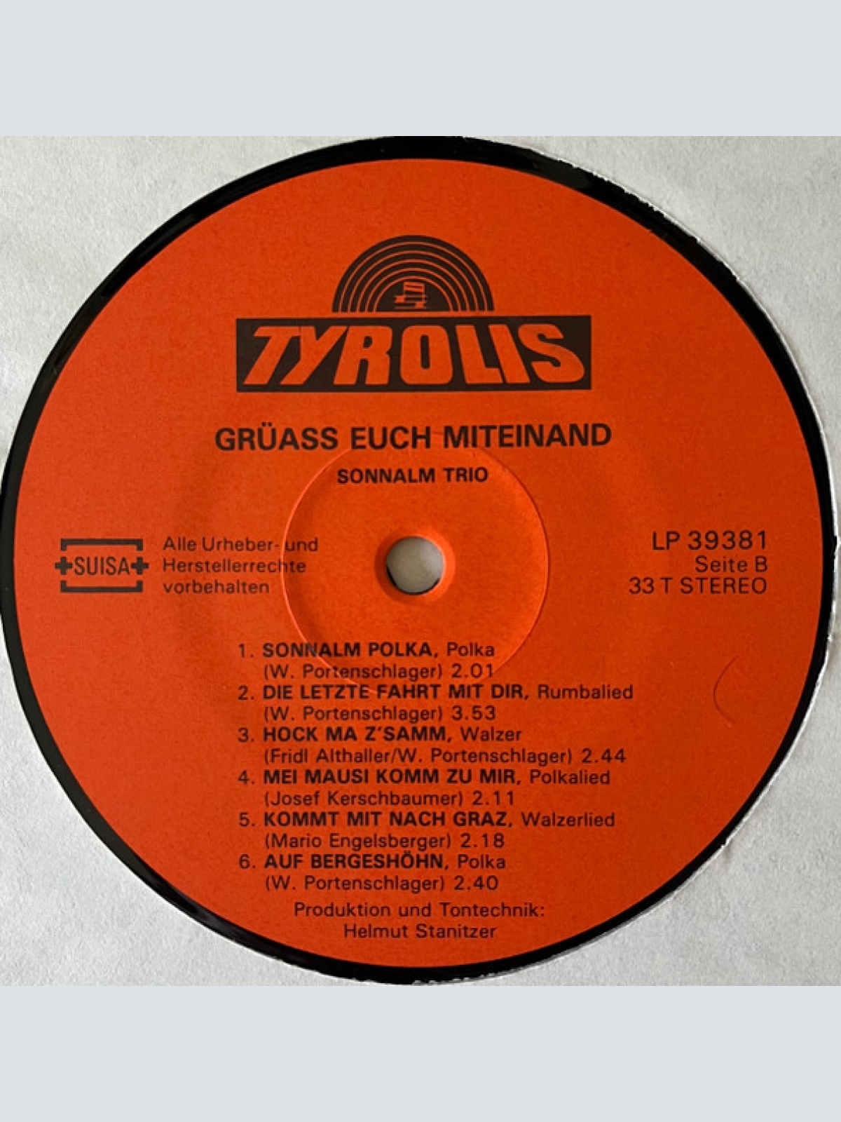 Vinyl / Sonnalm Trio - Grüass Euch Miteinand