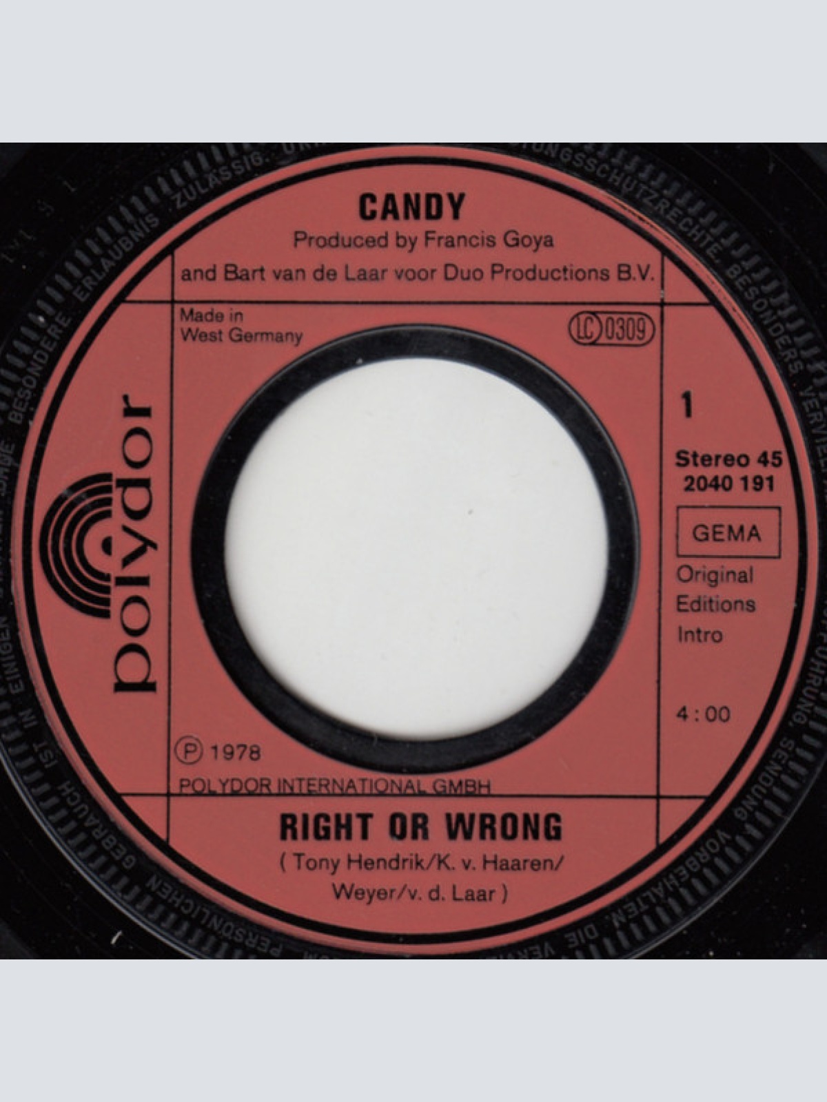 Vinyl / Candy (55) - Right Or Wrong