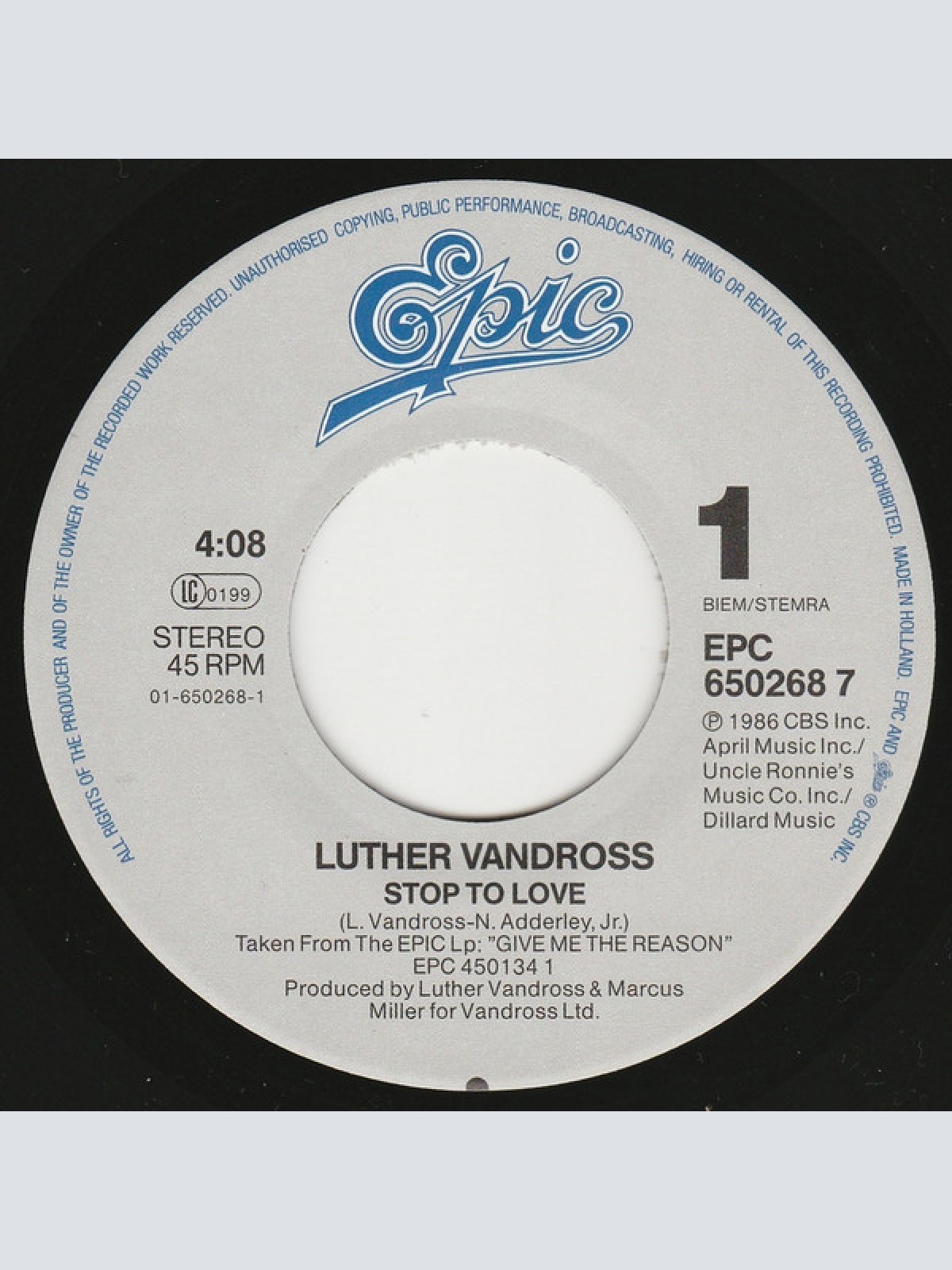 Vinyl / Luther Vandross - Stop To Love