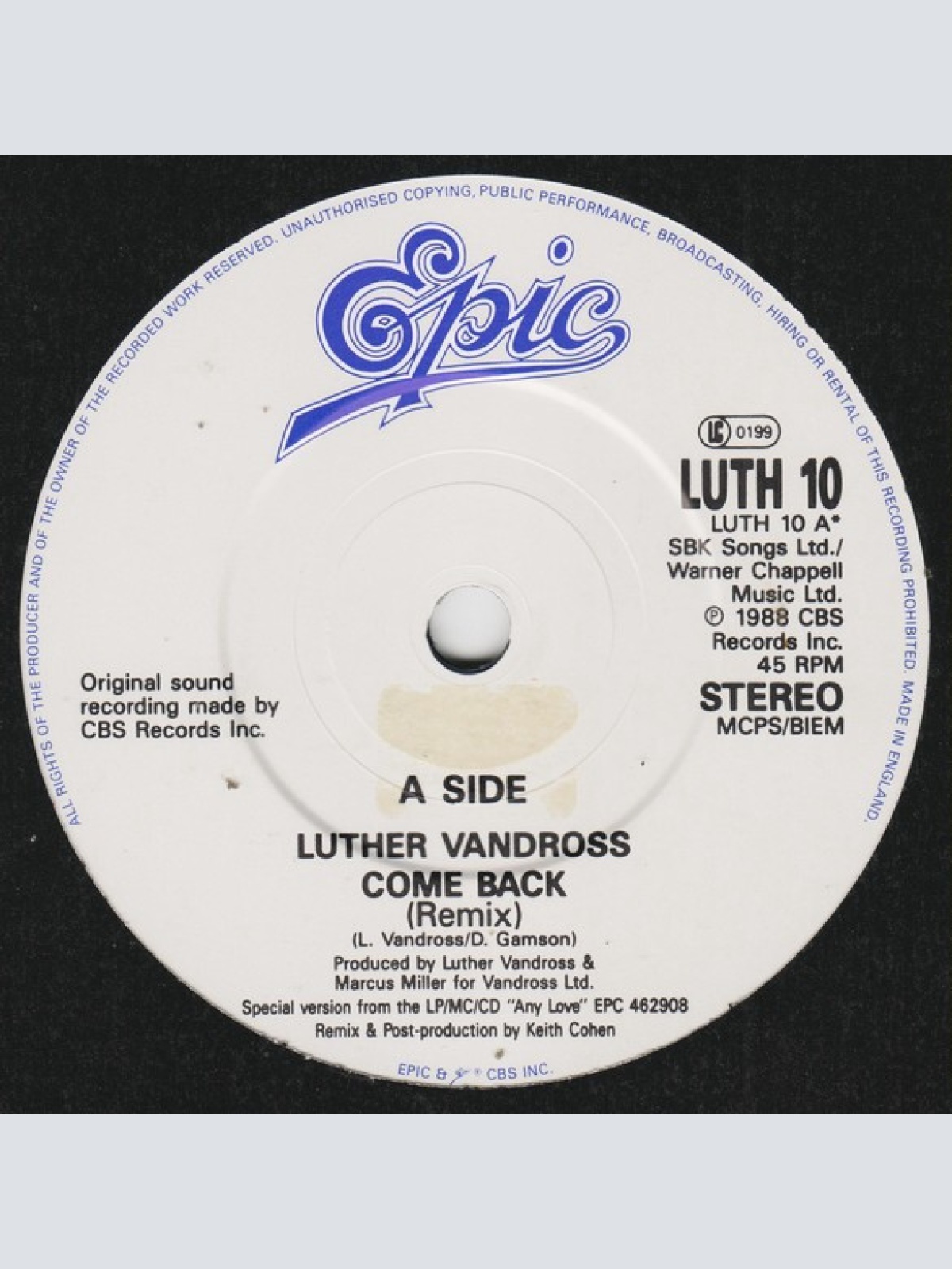 Vinyl / Luther Vandross - Come Back