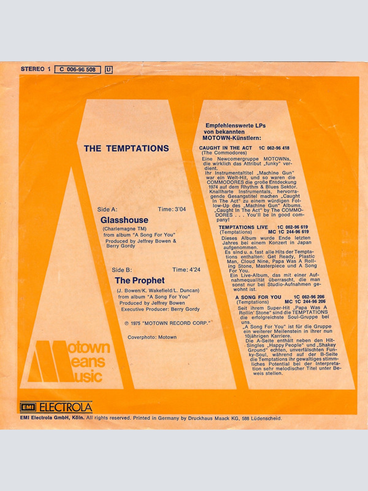 Vinyl / The Temptations - Glasshouse