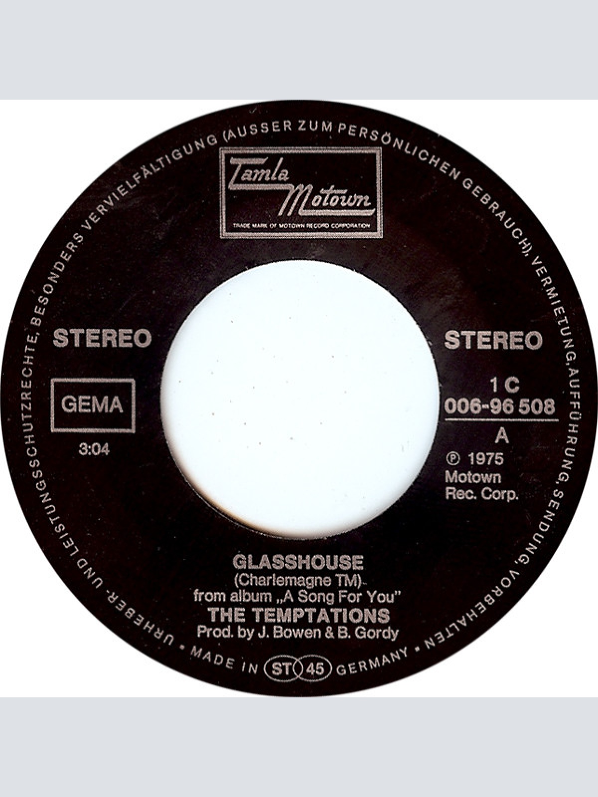Vinyl / The Temptations - Glasshouse