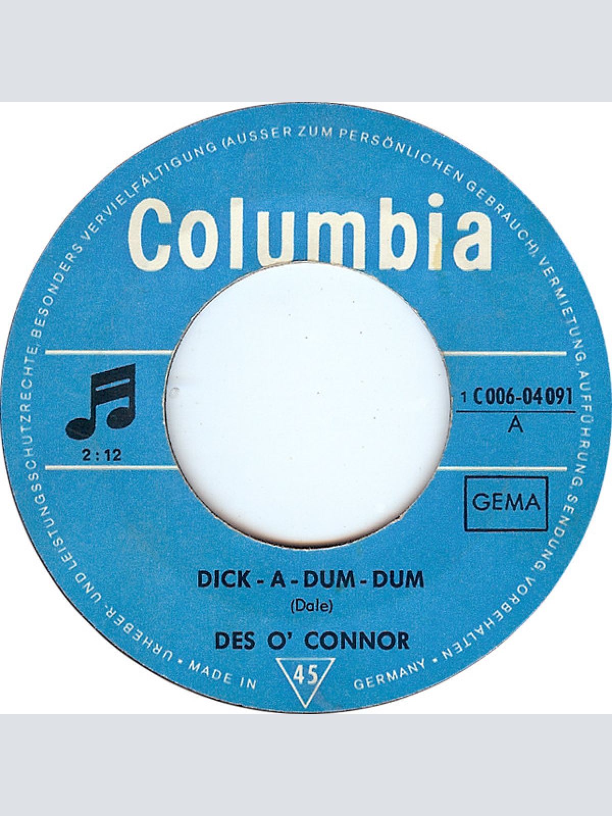 Vinyl / Des O'Connor - Dick-A-Dum-Dum / For Love Or Money