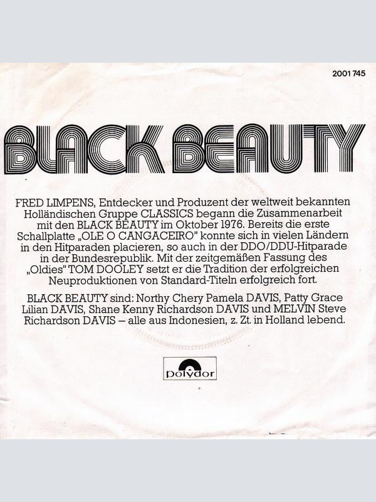 Vinyl / Black Beauty - Tom Dooley