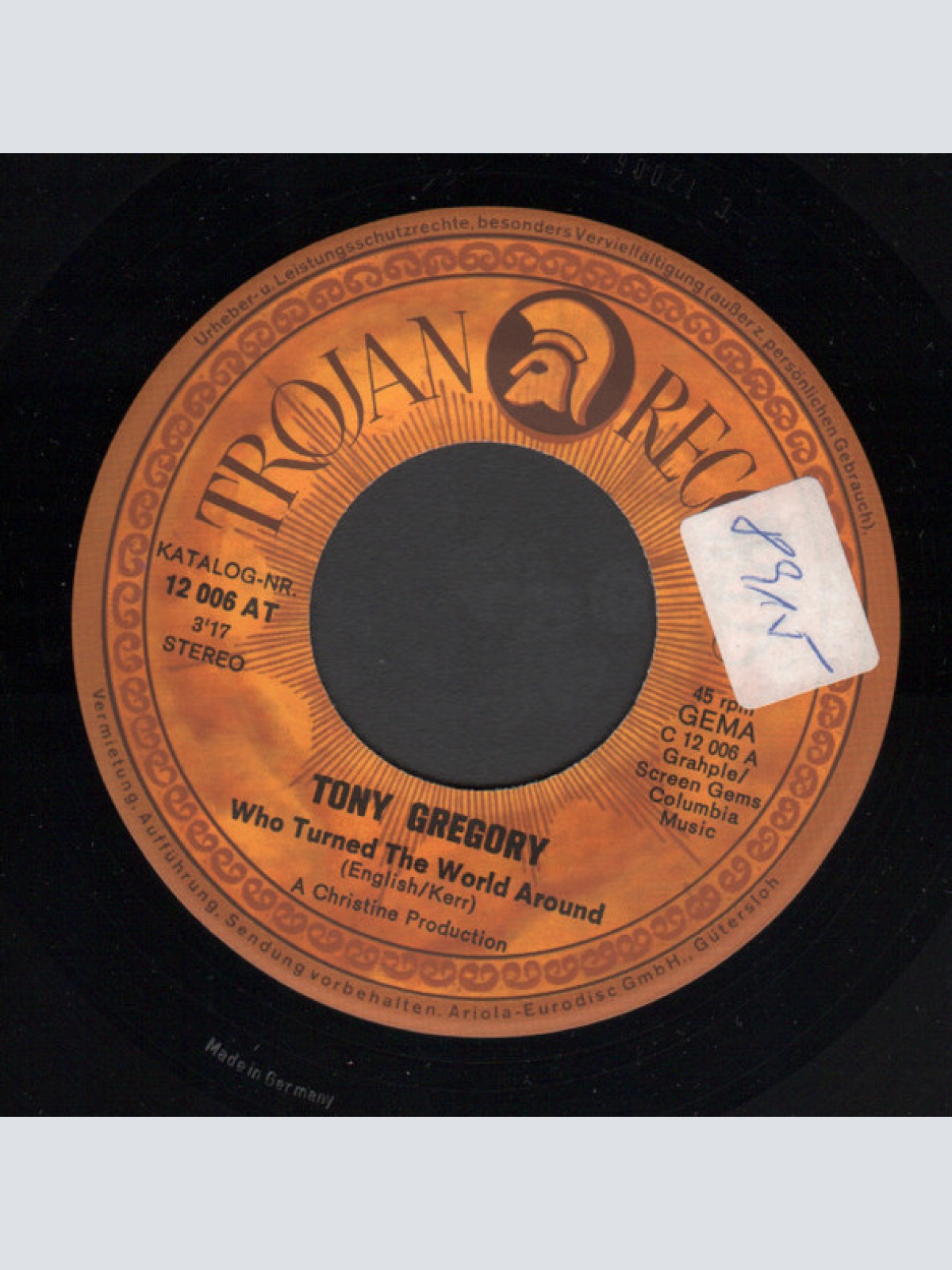 Vinyl / Tony Gregory - Who Turned The World Around / I Love You So