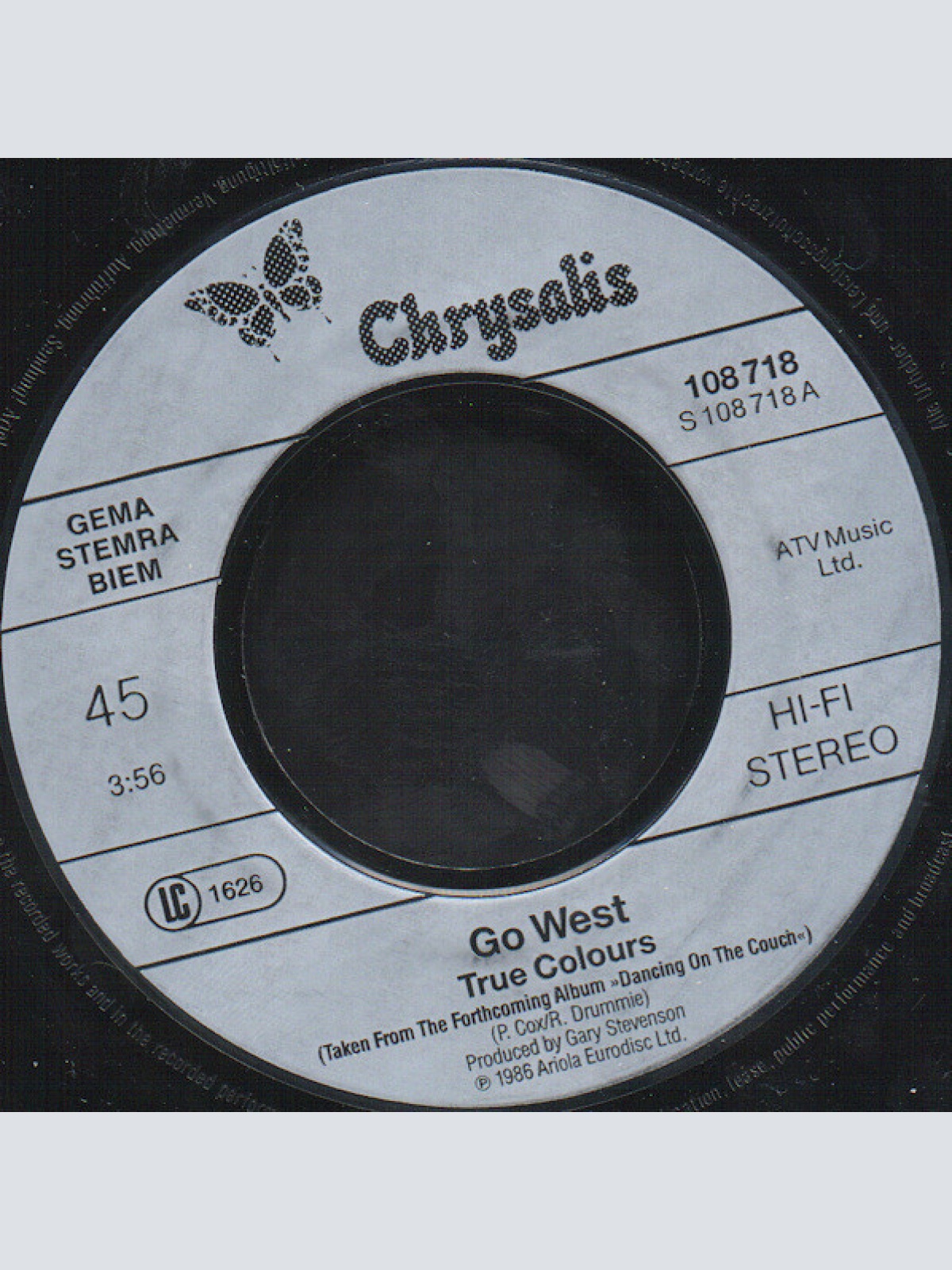 Vinyl / Go West - True Colours
