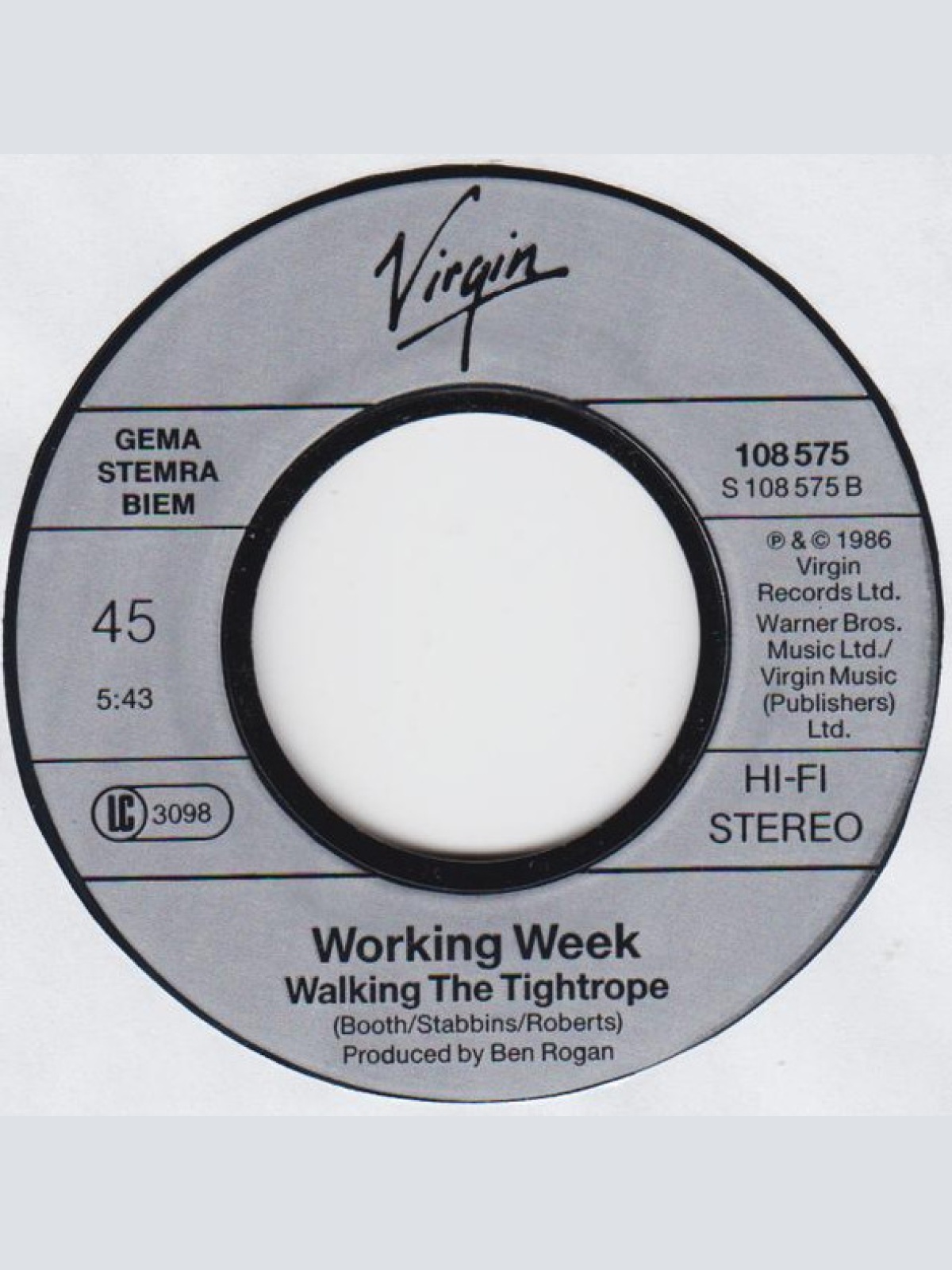 Vinyl / Working Week - South Africa