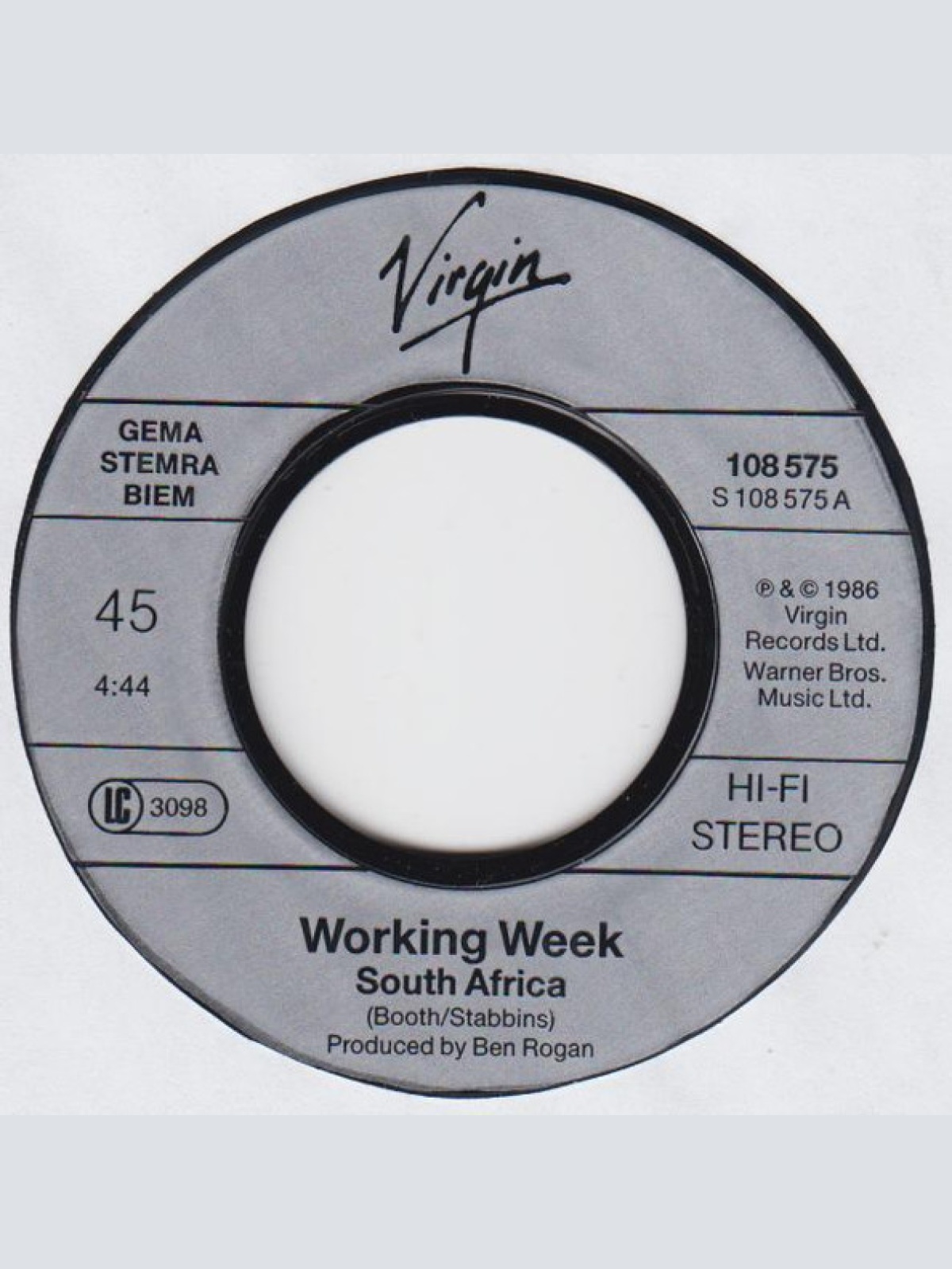 Vinyl / Working Week - South Africa