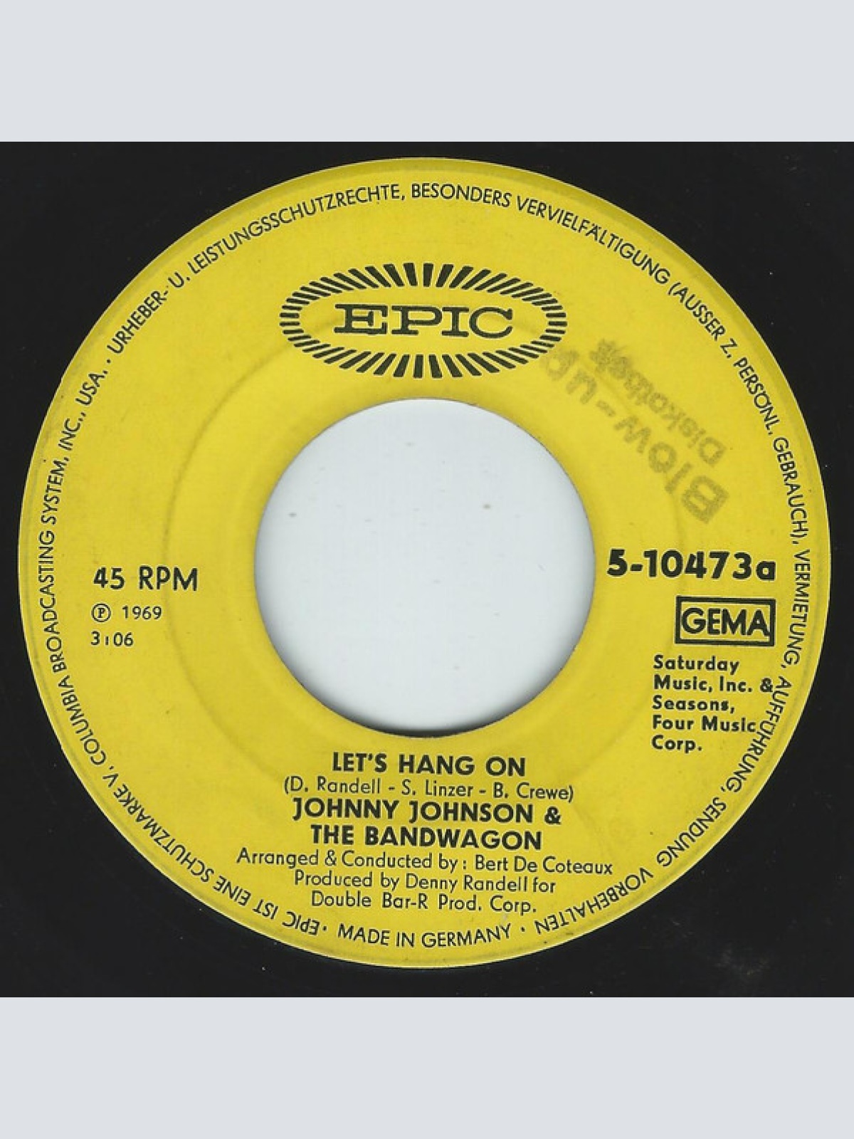 Vinyl / Johnny Johnson & The Bandwagon* - Let's Hang On