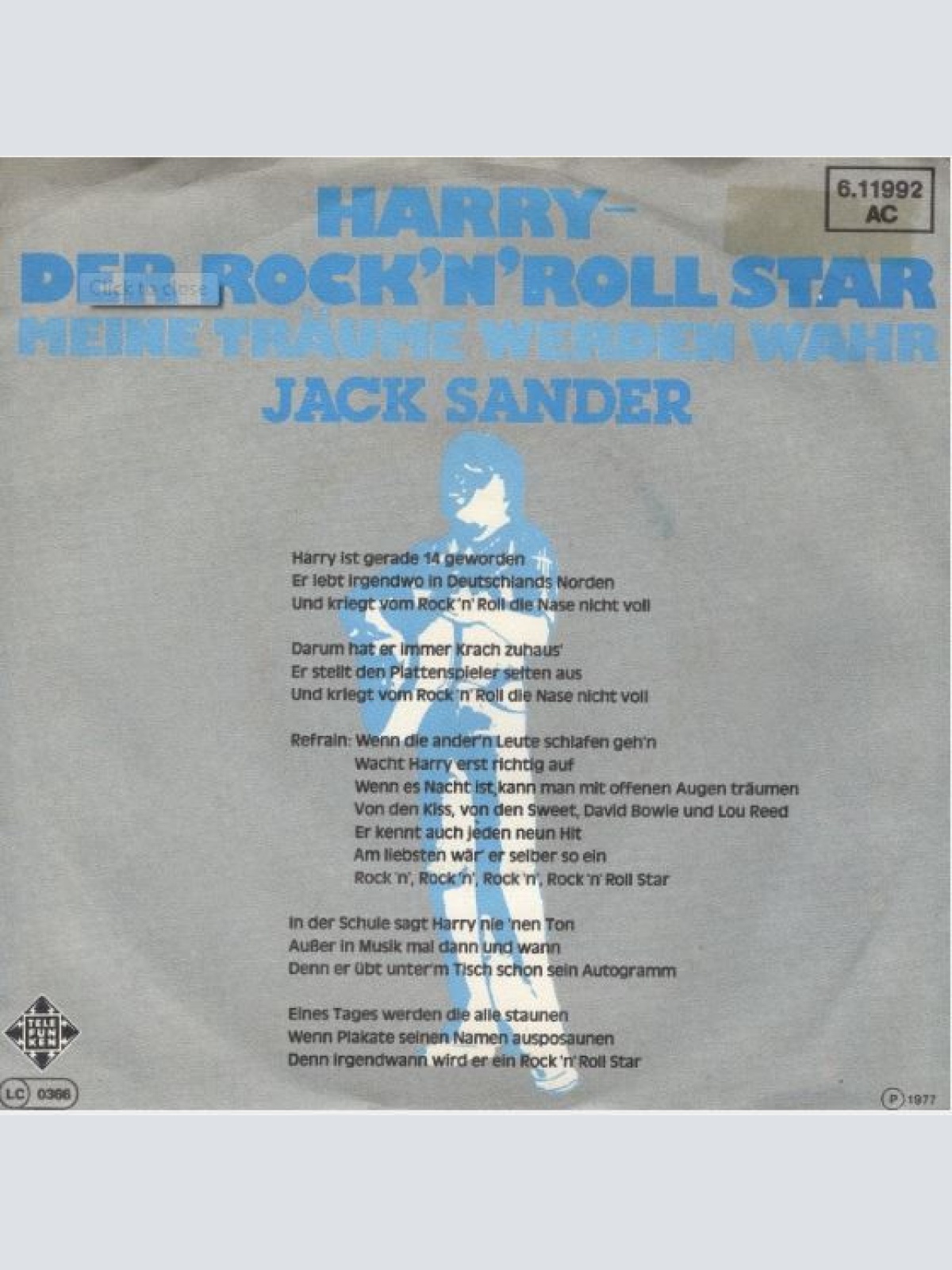Vinyl / Jack Sander - Harry-Der Rock'n' Roll Star / Meine Träume werden wahr