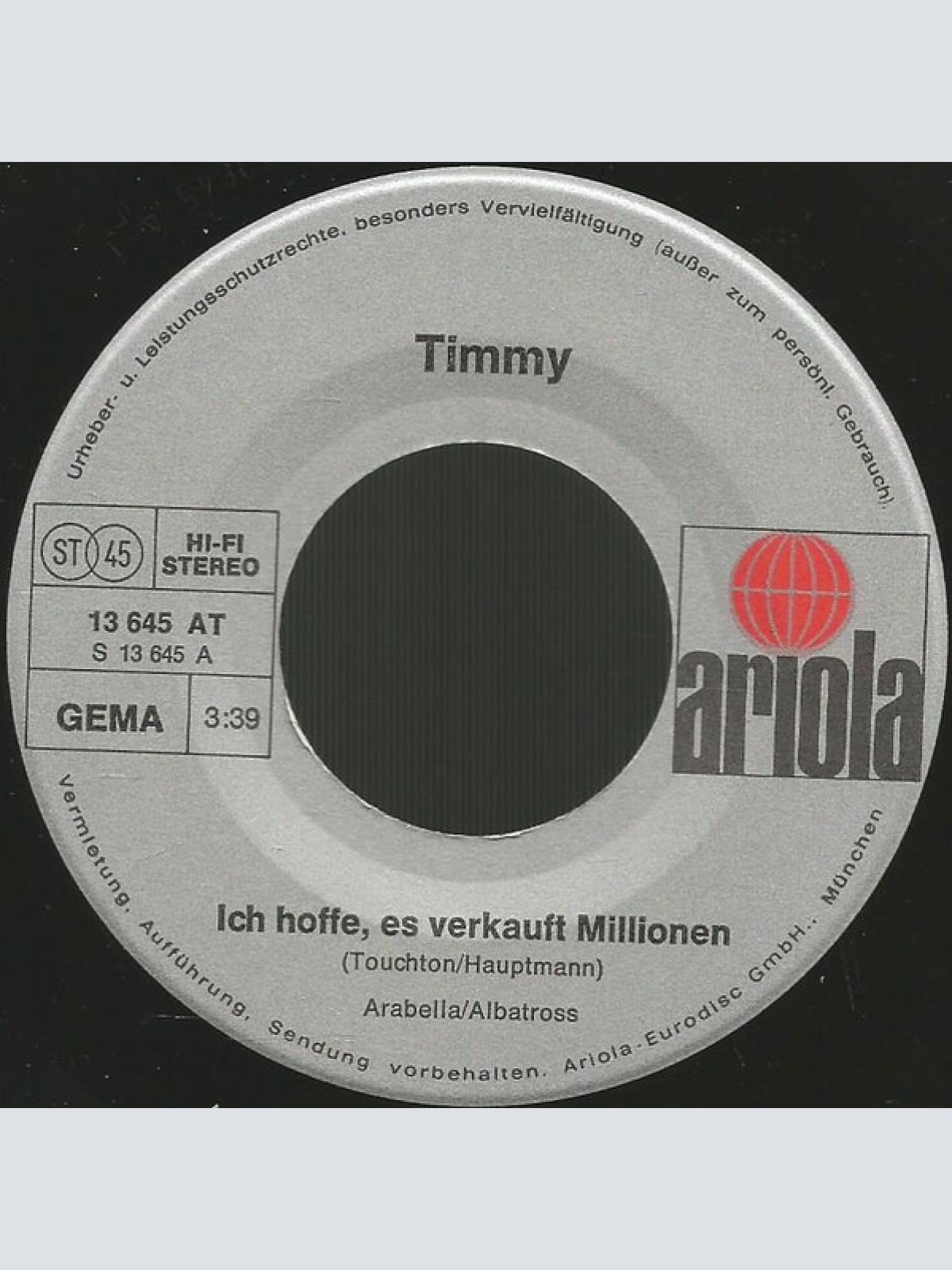 Vinyl / Timmy* - Ich Hoffe, Es Verkauft Millionen