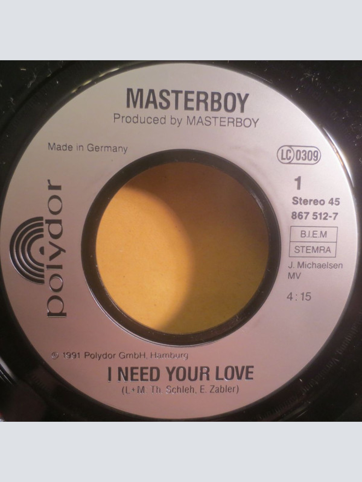 Vinyl / Masterboy Feat. Mendy Lee & M.C. A.T.B.* - I Need Your Love