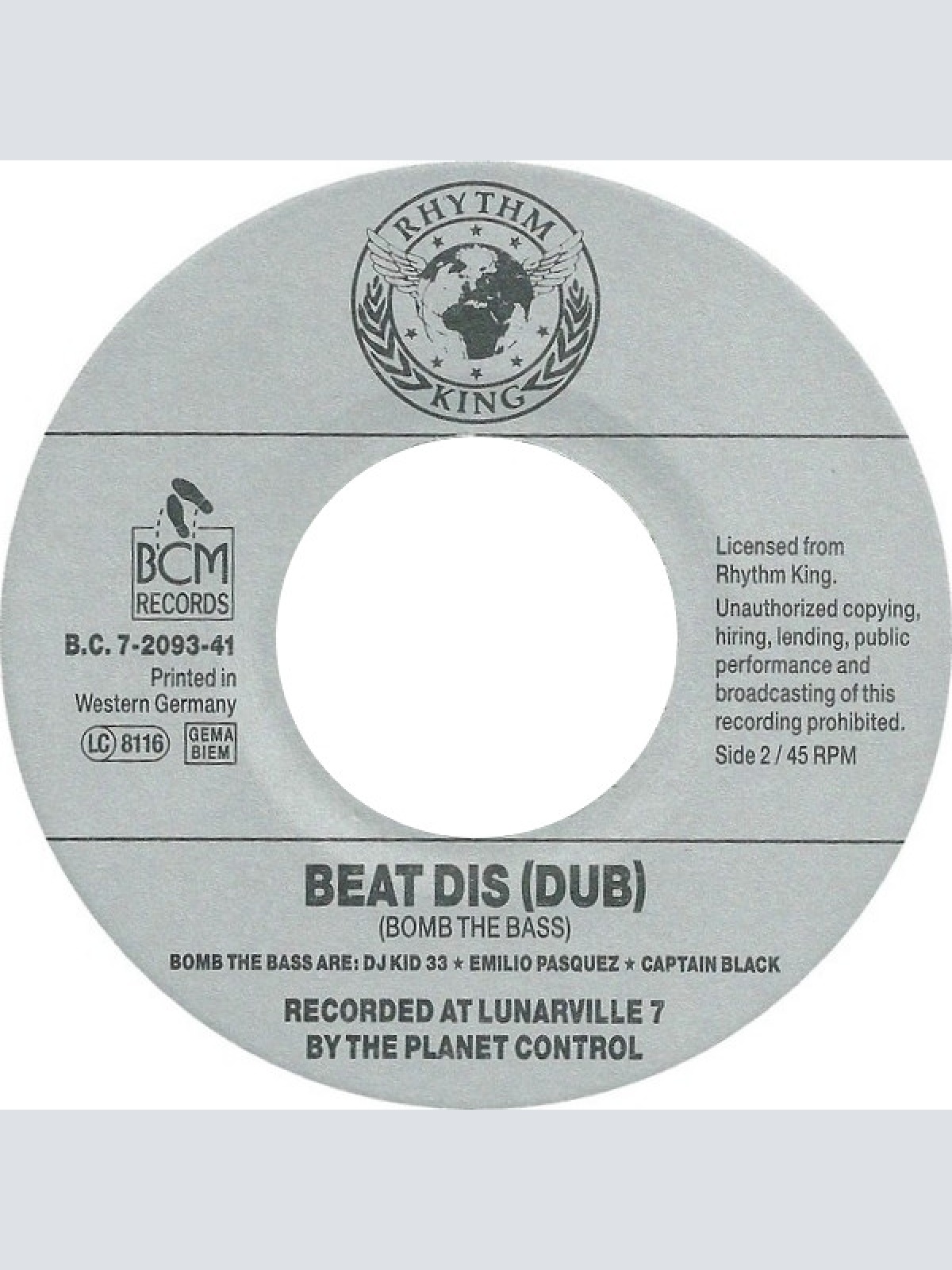 Vinyl / Bomb The Bass - Beat Dis