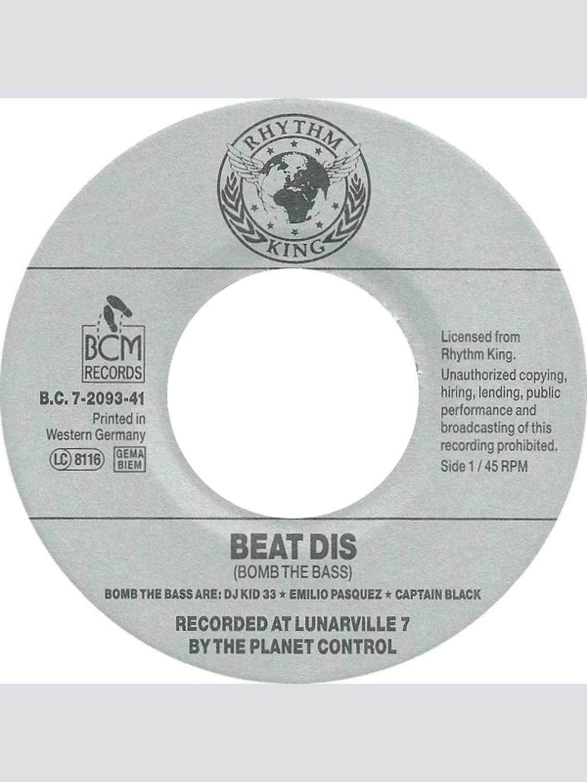 Vinyl / Bomb The Bass - Beat Dis