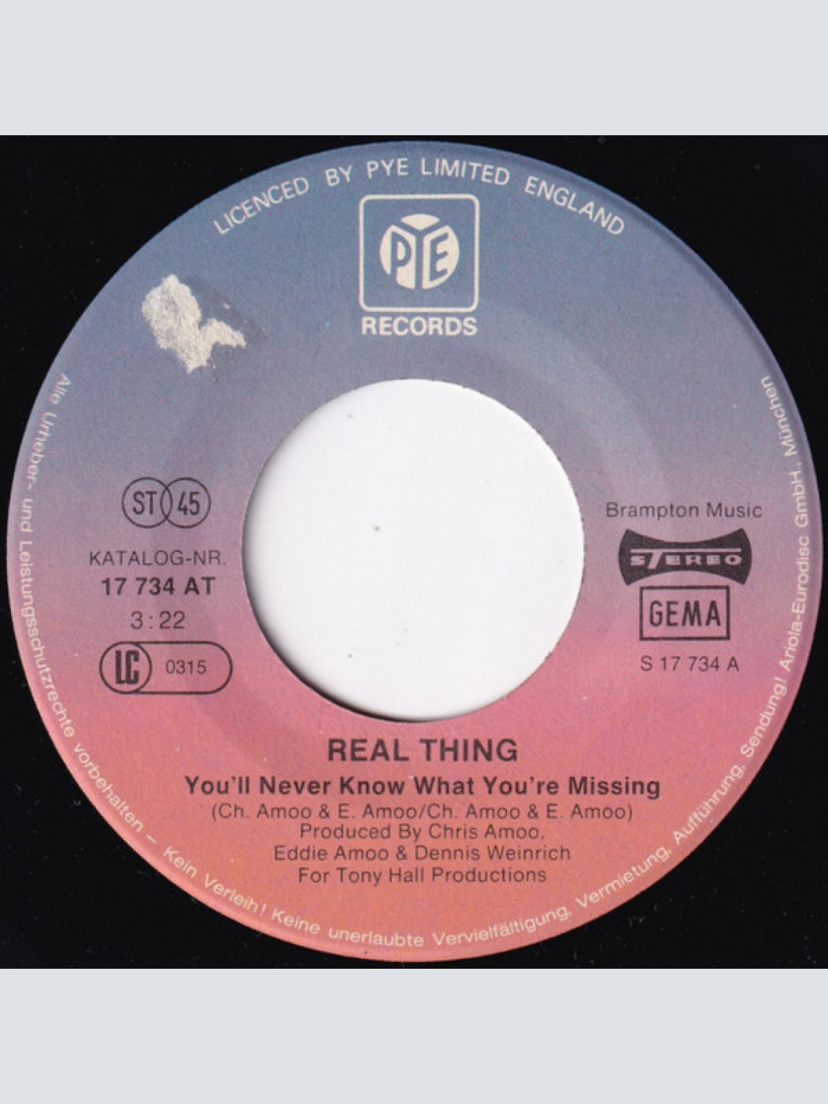 Vinyl / Real Thing* - You'll Never Know What You're Missing