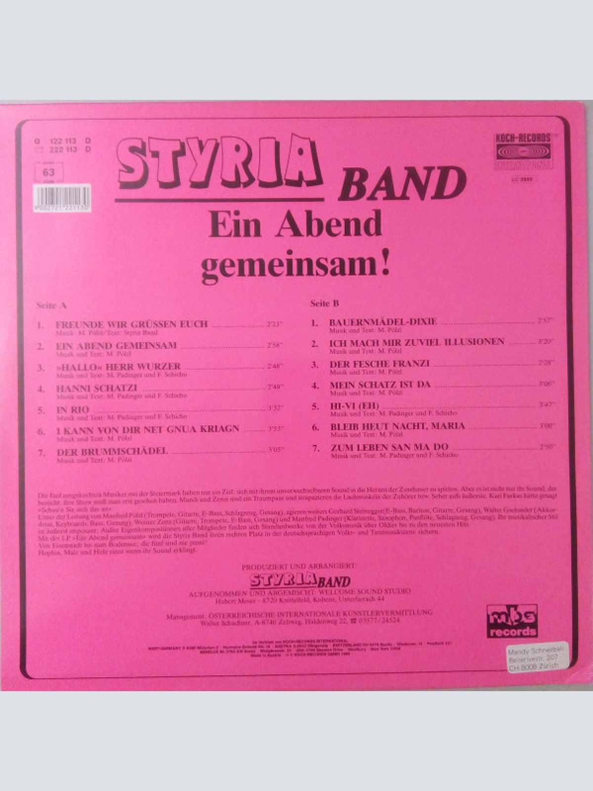 Vinyl / Styria Band - Ein Abend Gemeinsam!
