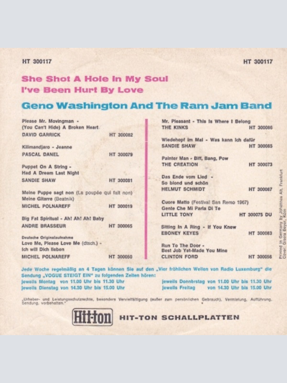 Vinyl / Geno Washington And The Ram Jam Band* - She Shot A Hole In My Soul / I've Been Hurt By Love