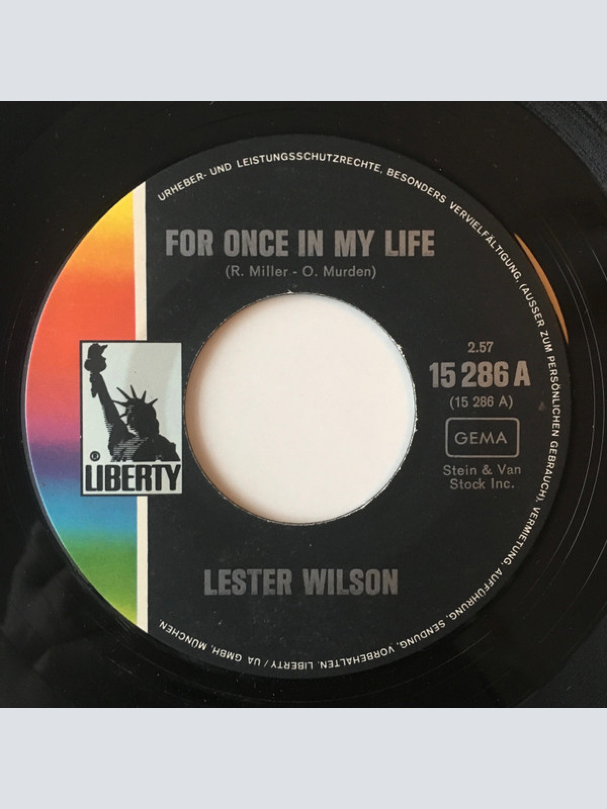 Vinyl / Lester Wilson - For Once In My Life / Rainbow City