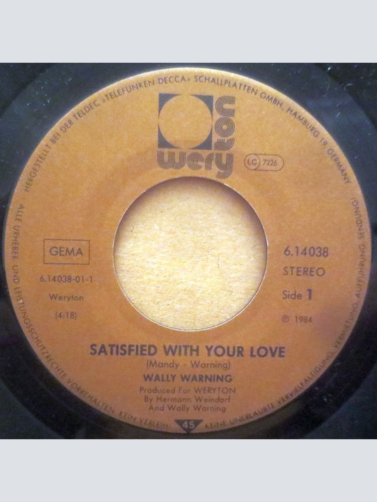 Vinyl / Wally Warning - Satisfied With Your Love / Fed Up