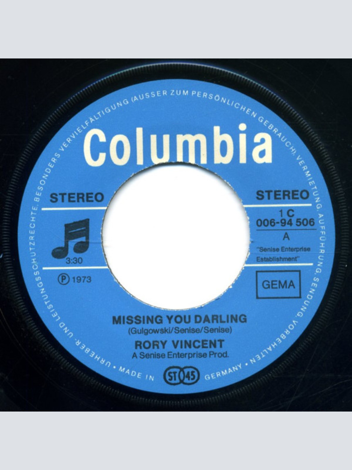 Vinyl / Rory Vincent - Missing You Darling