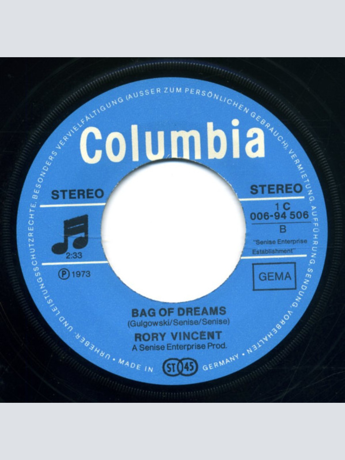 Vinyl / Rory Vincent - Missing You Darling