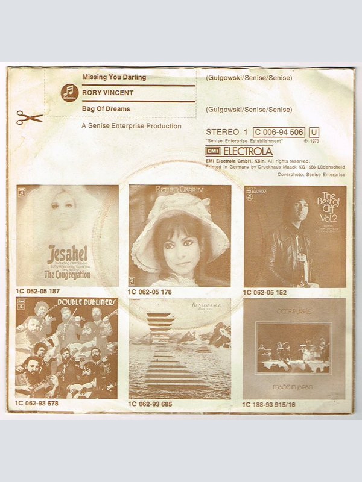 Vinyl / Rory Vincent - Missing You Darling