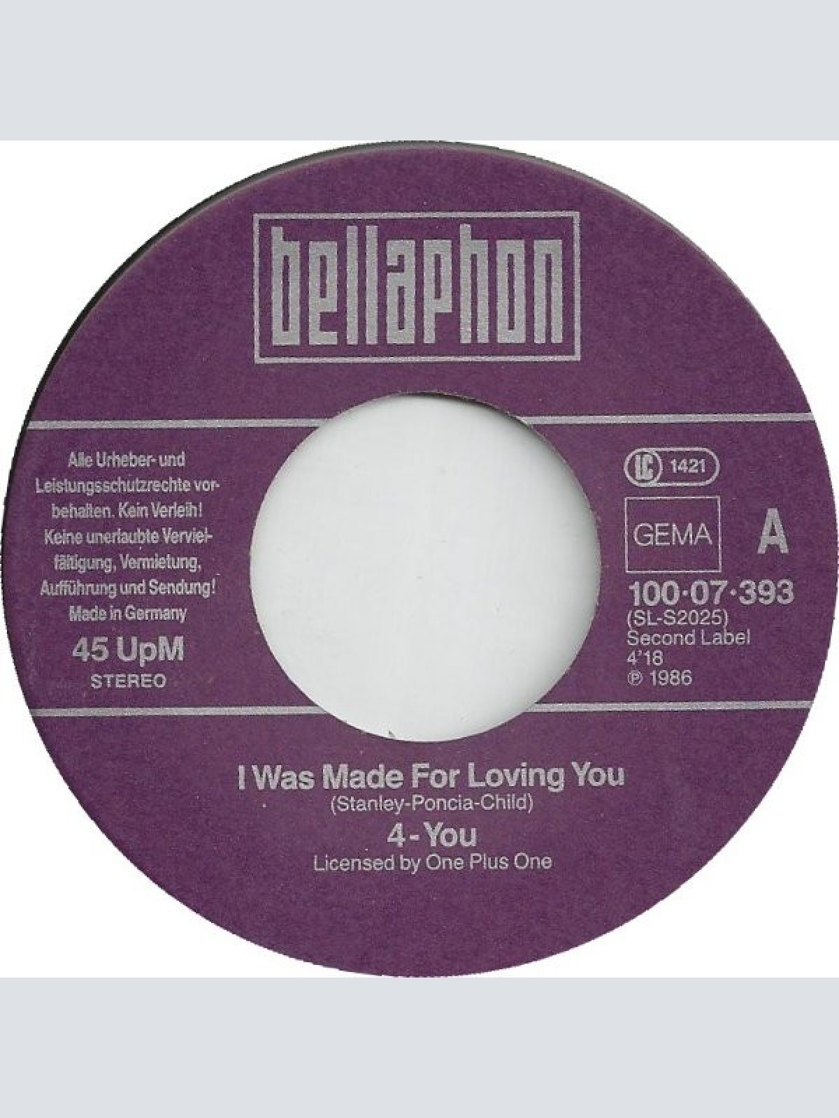 Vinyl / 4-You - I Was Made For Loving You