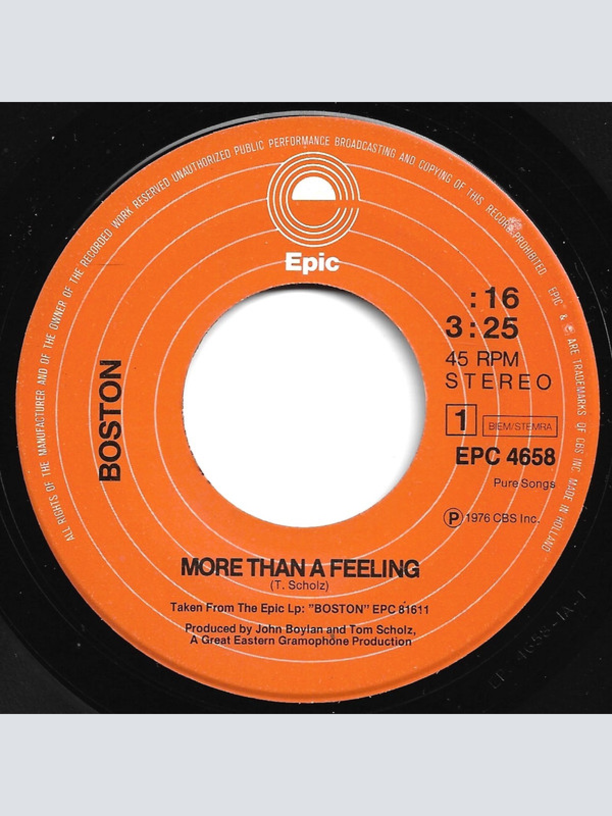 Vinyl / Boston - More Than A Feeling