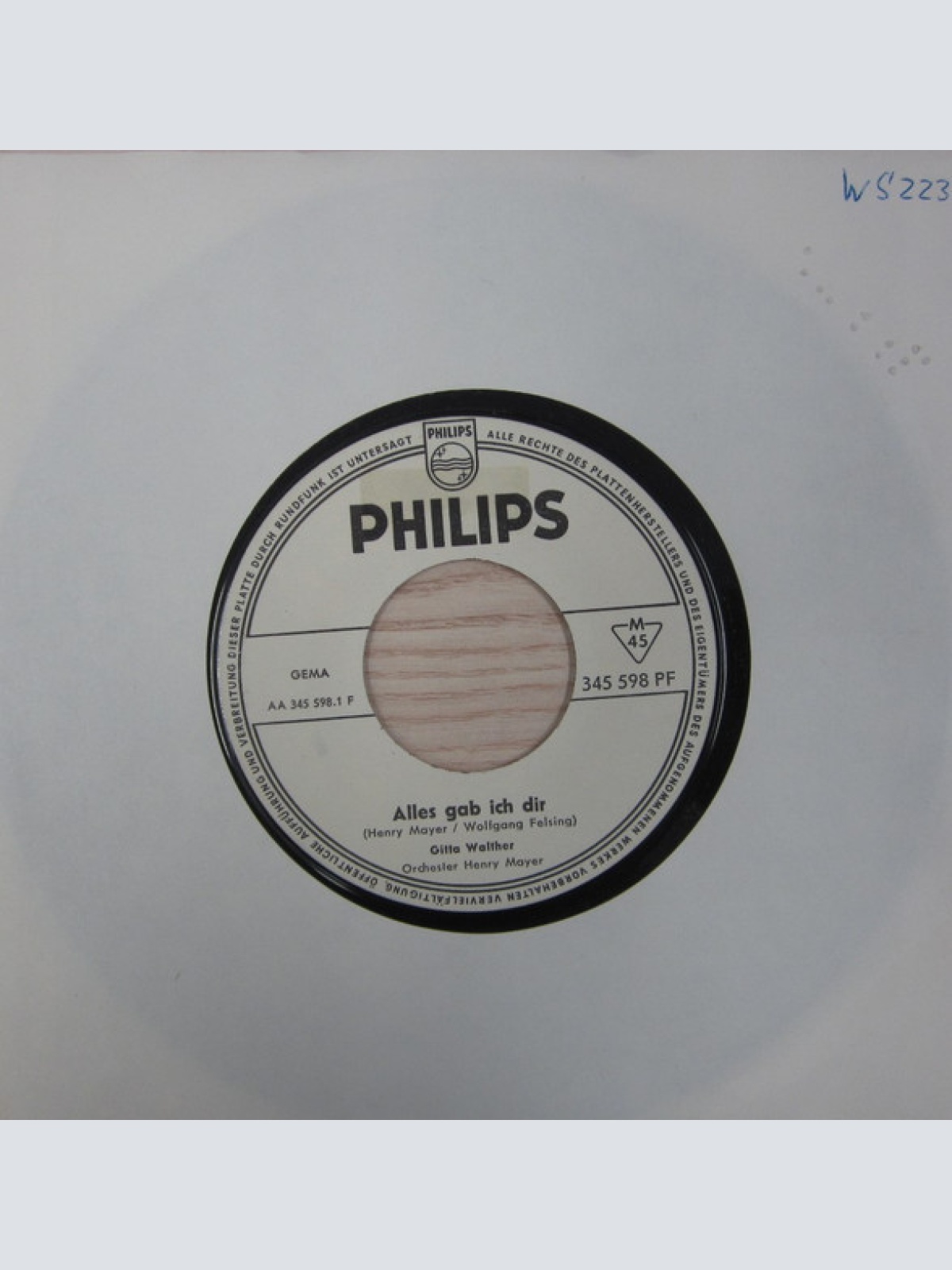 Vinyl / Gitta Walther - Alles Gab Ich Dir / Küss Mich Bei Mondenschein